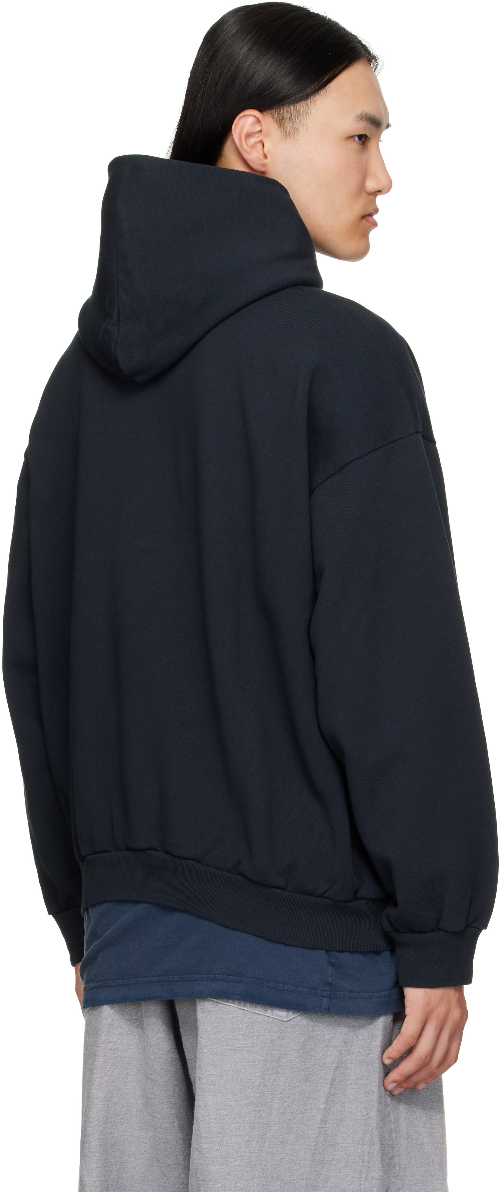 Balenciaga - Pull à capuche noir à logo