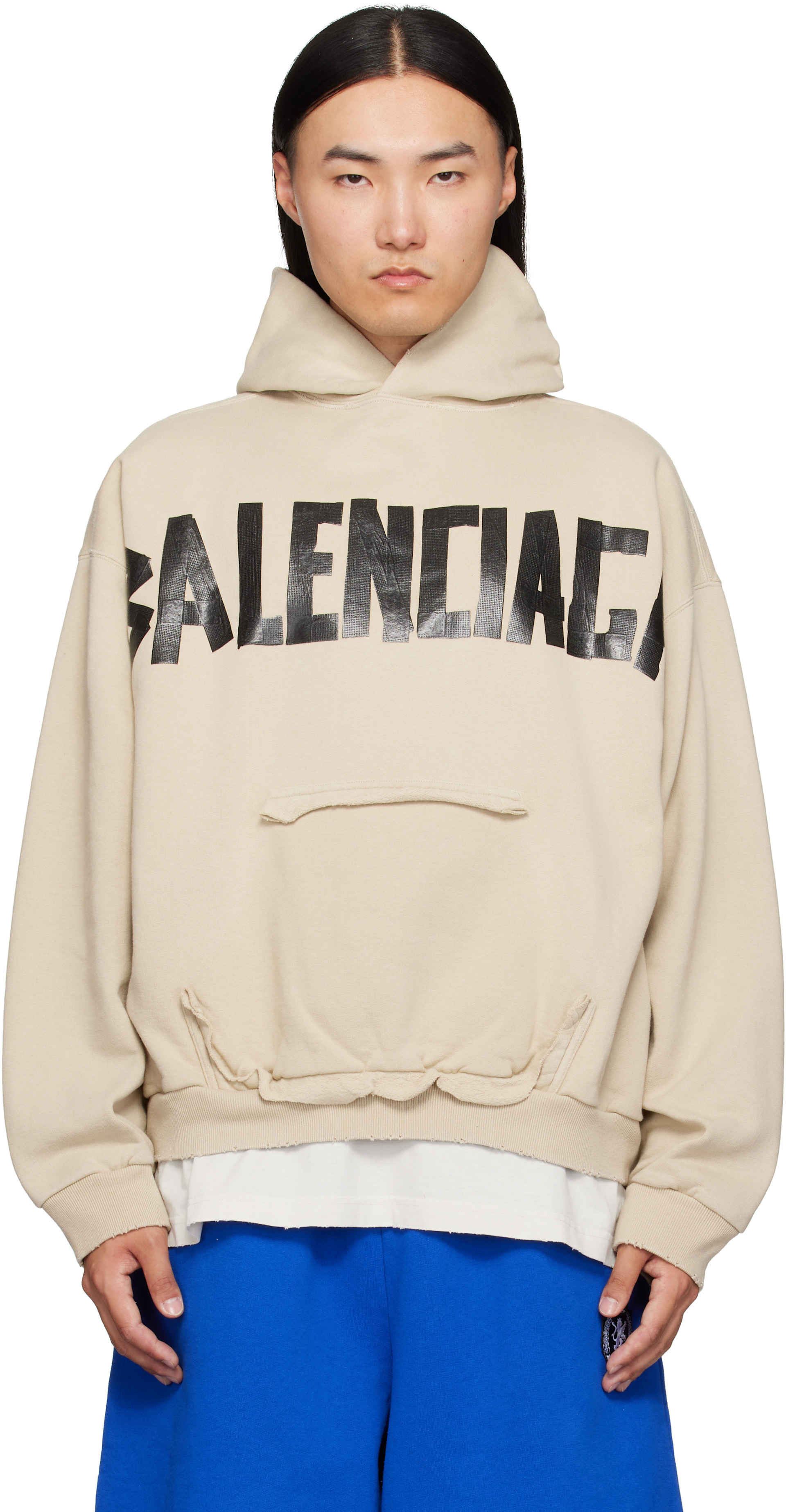 Balenciaga: ベージュ Tape フーディ | SSENSE 日本