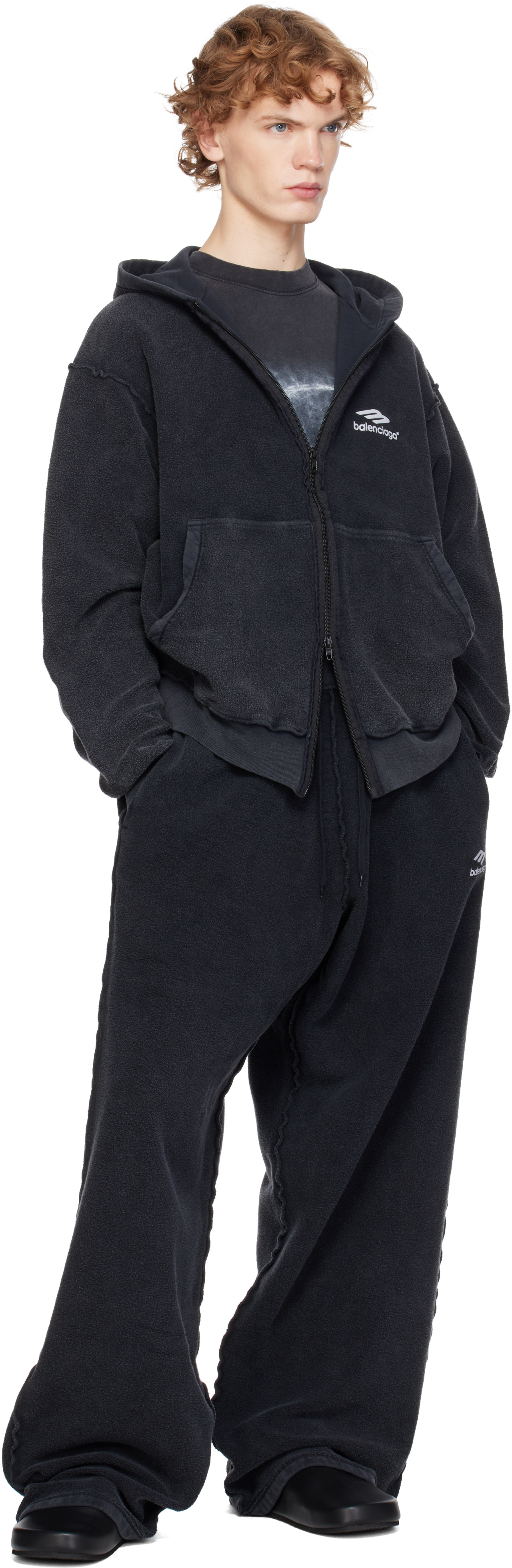 Balenciaga: ブラック 3B Sports Icon Inside-Out ジップアップ
