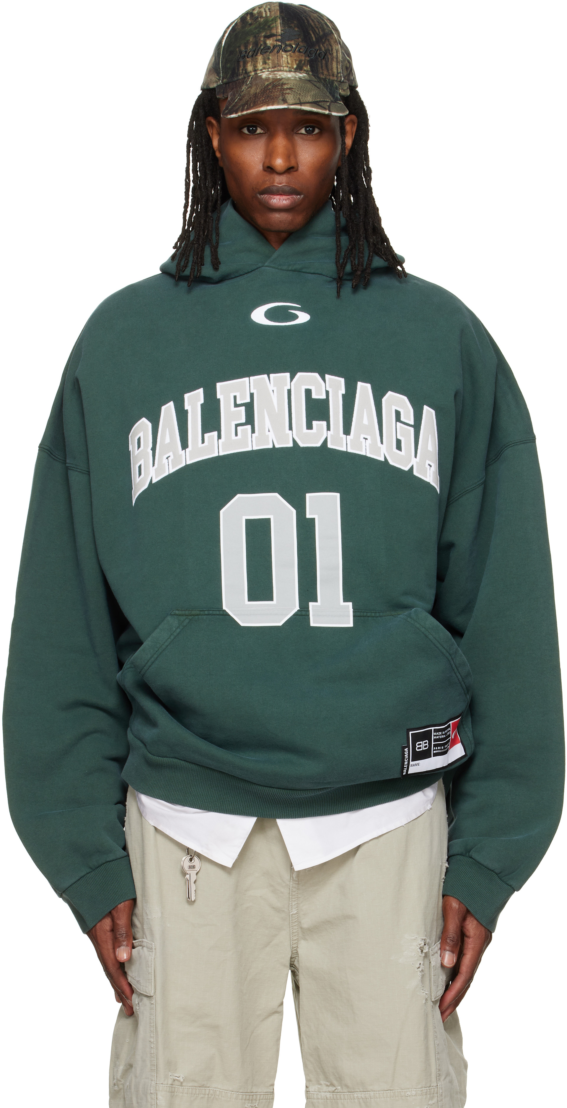 Balenciaga: Green Basketball Large Fit Hoodie | SSENSE