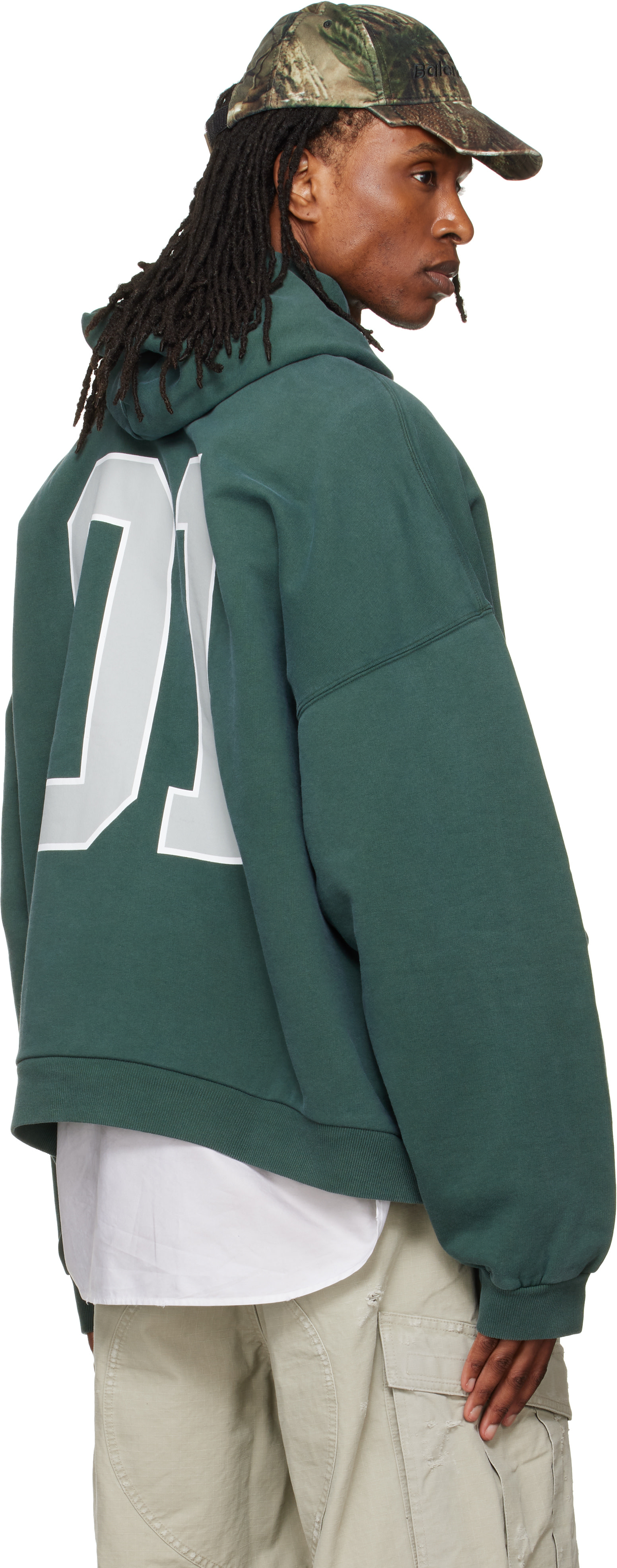 Balenciaga: Green Basketball Large Fit Hoodie | SSENSE