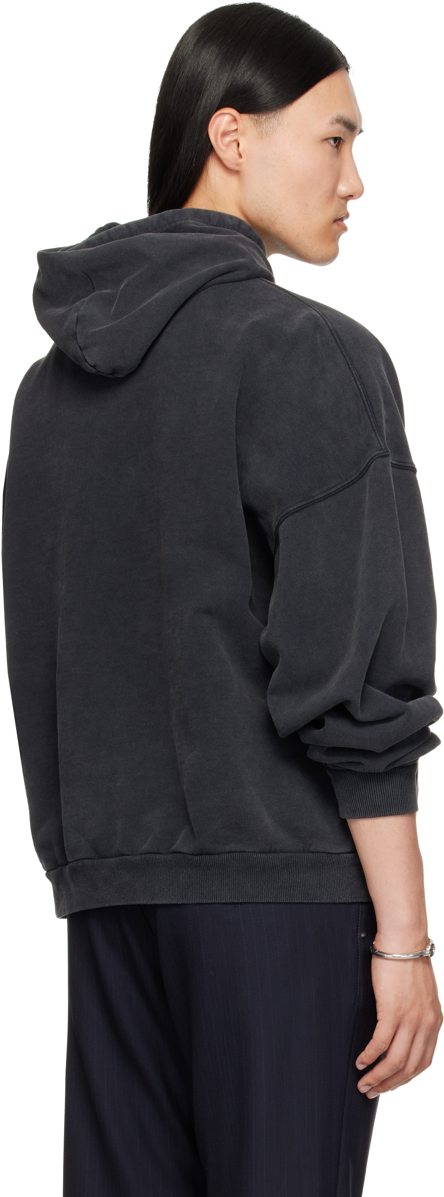 Balenciaga - Pull à capuche noir à logo BB Stencil