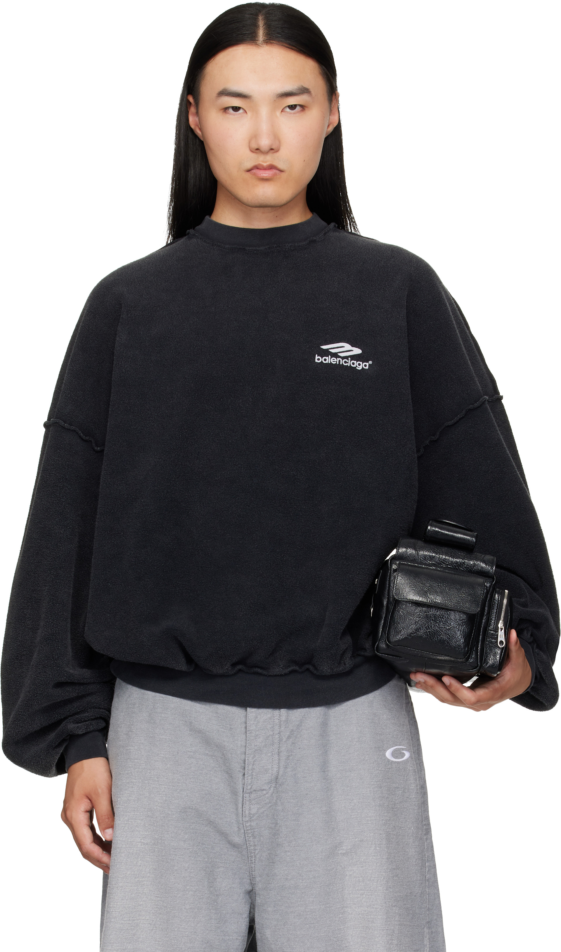Balenciaga - 블랙 인사이드 아웃 스웨트셔츠