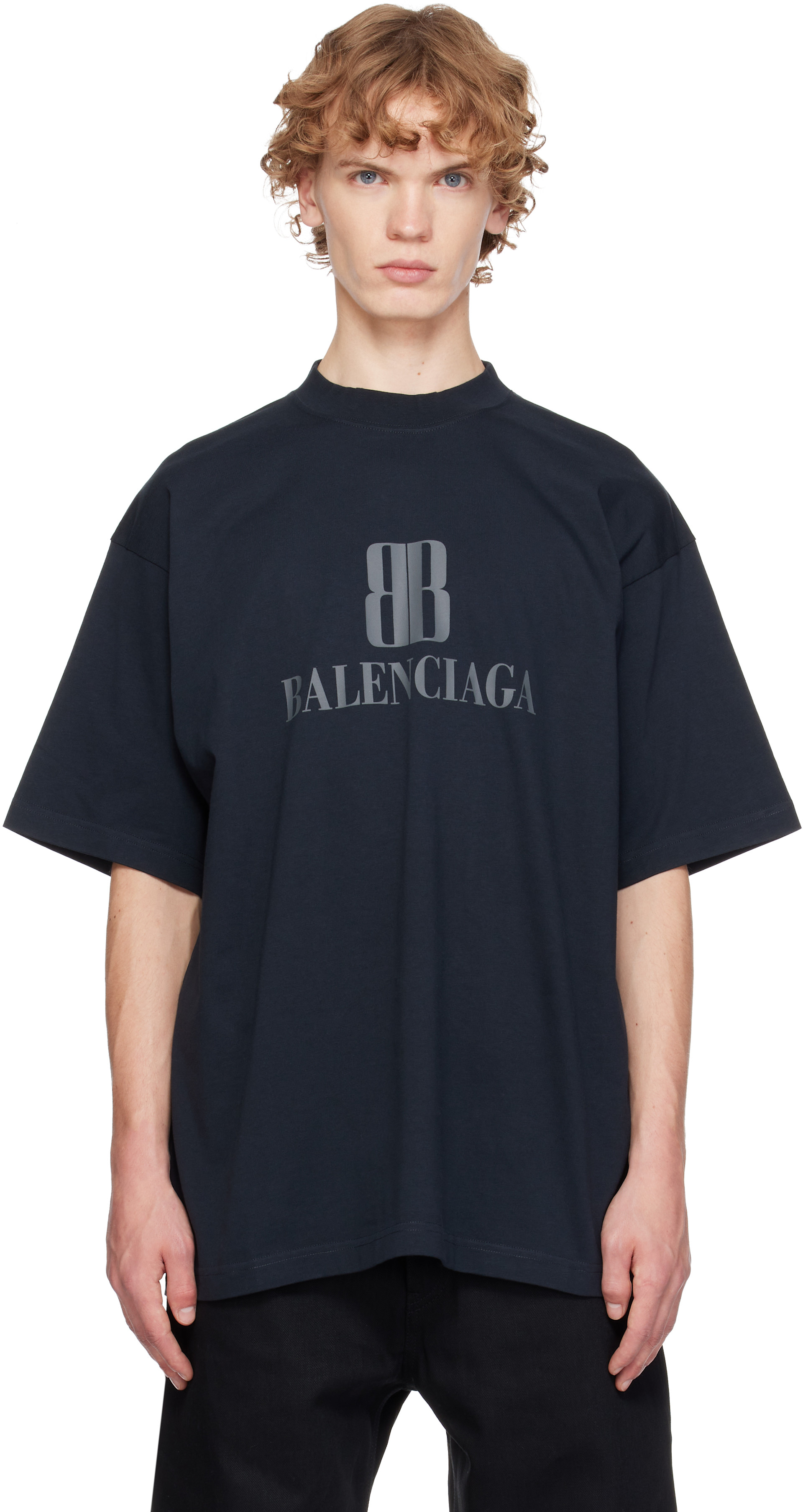 Balenciaga: ブラック Nano 'BB' Tシャツ | SSENSE 日本