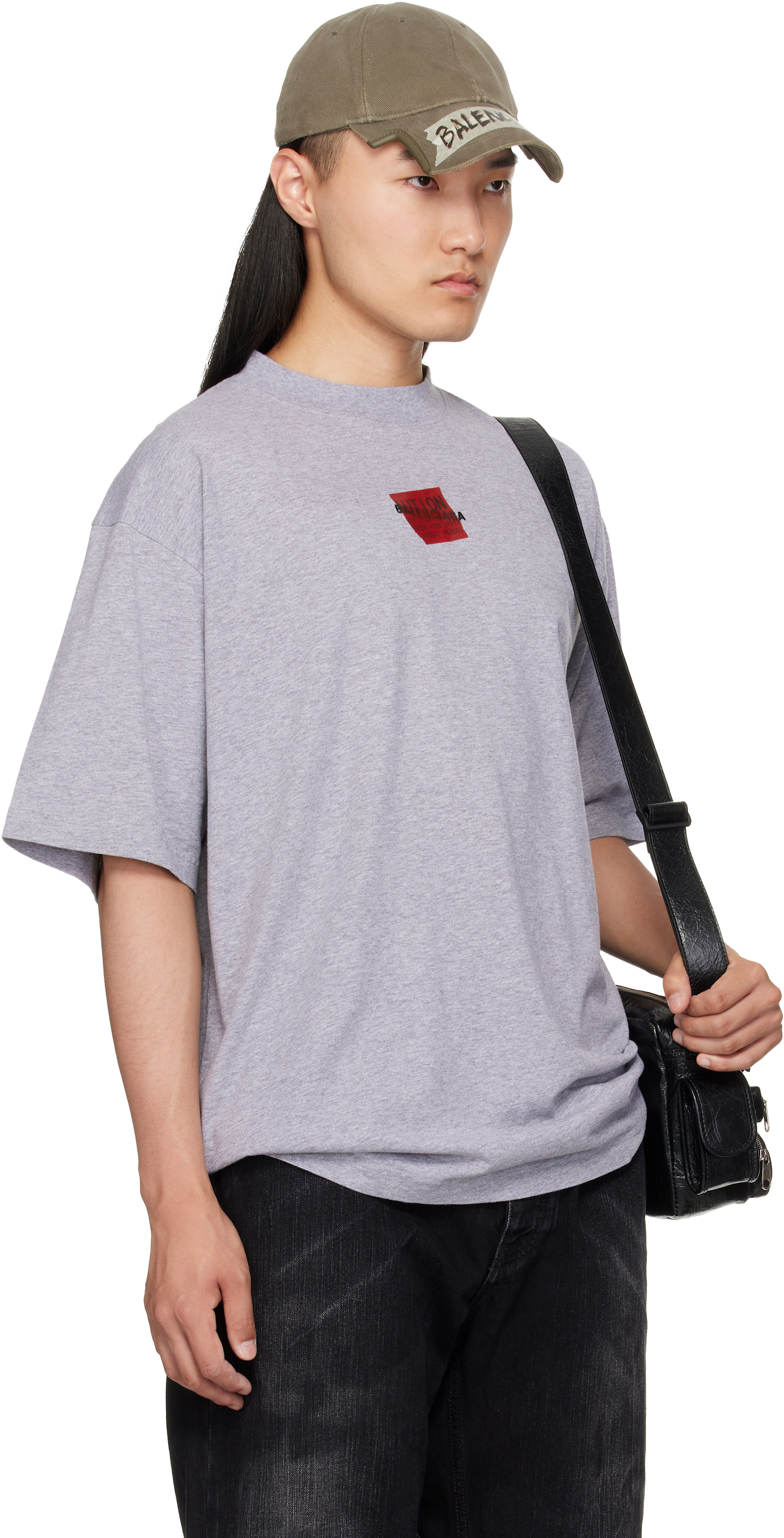 Balenciaga: Grey Taped T-Shirt | SSENSE