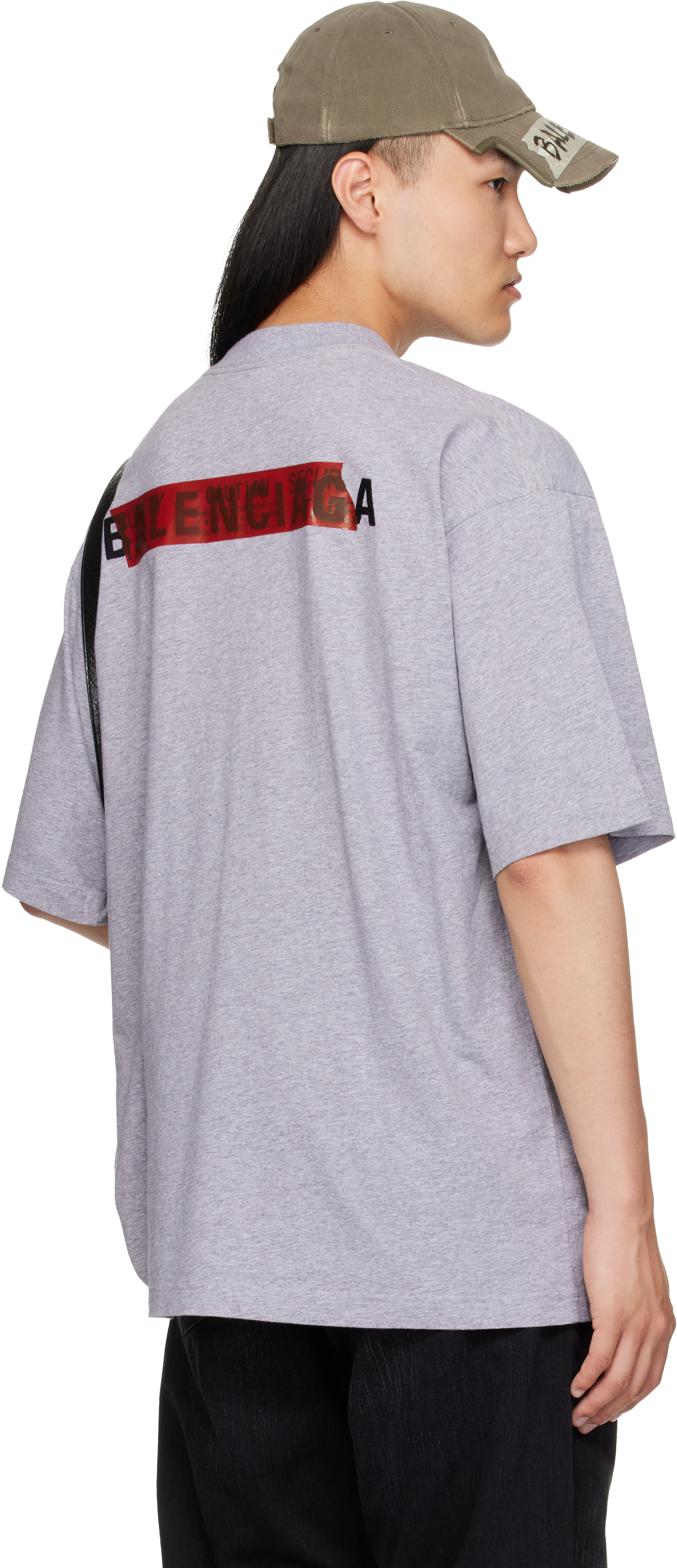 Balenciaga: グレー Taped Tシャツ | SSENSE 日本