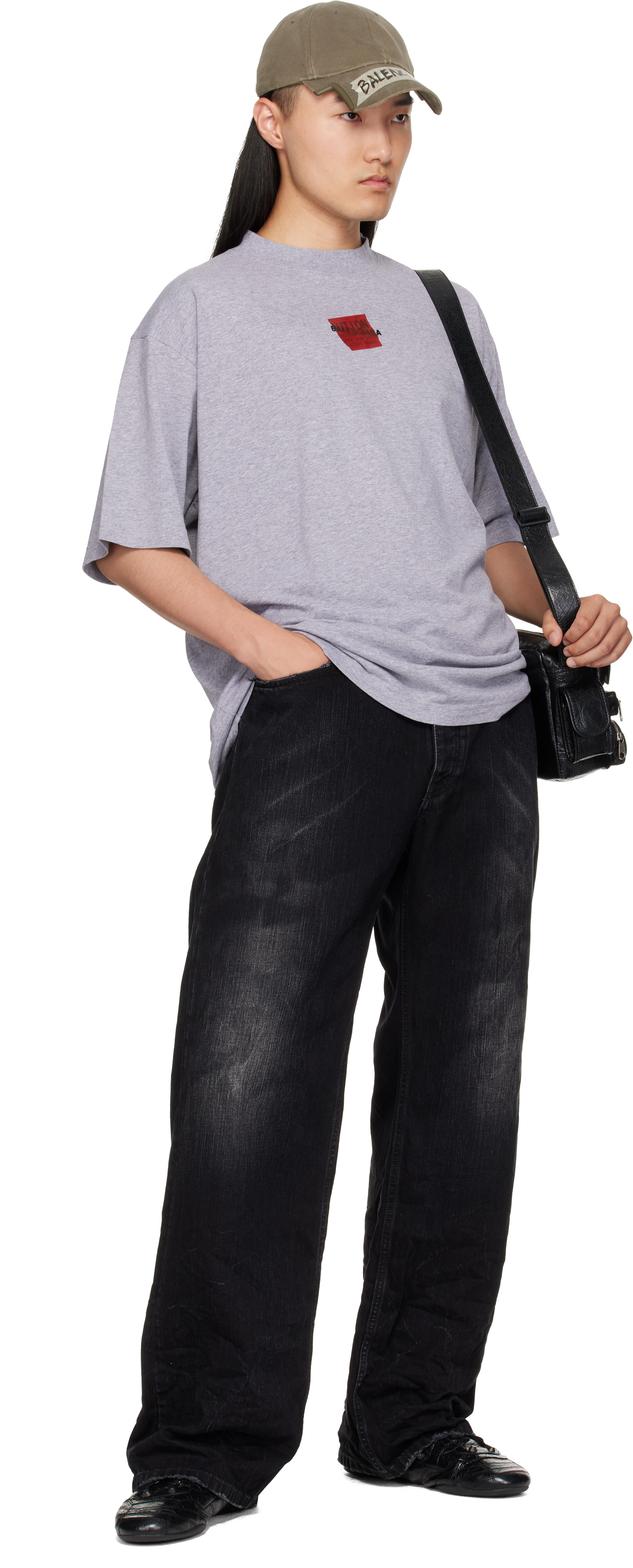 BALENCIAGA ダークグレー Tシャツ Lサイズ Balenciaga: グレー Taped Tシャツ | SSENSE 日本