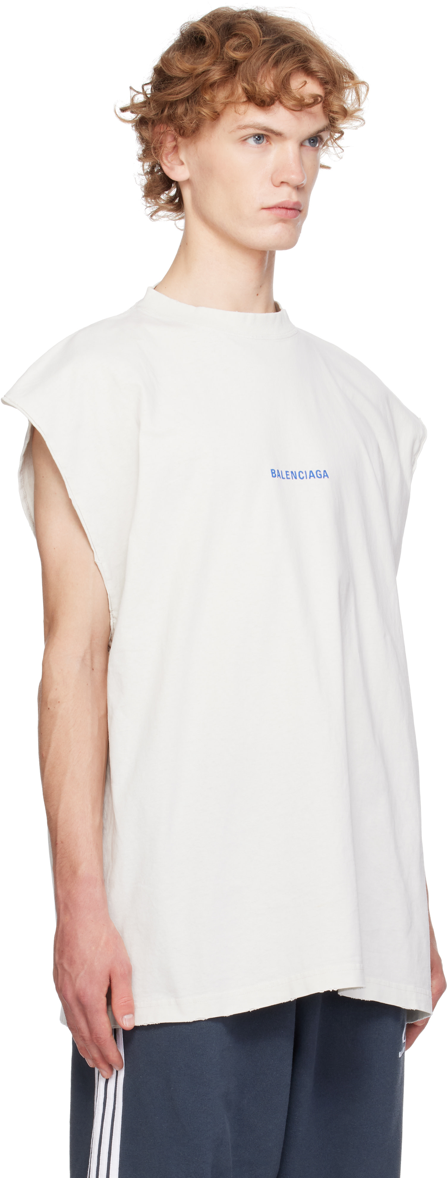 未着用　BALENCIAGA Tシャツ Balenciaga: オフホワイト Back ノースリーブTシャツ | SSENSE 日本