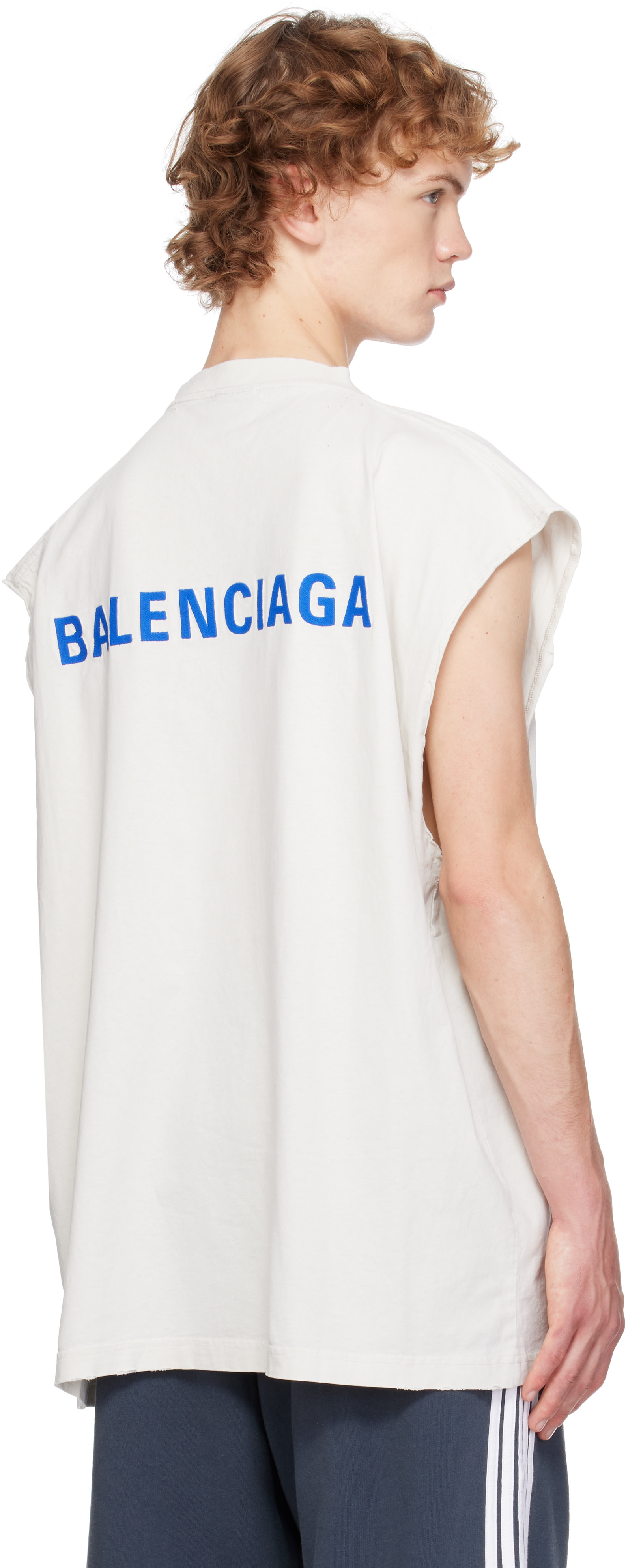 Balenciaga: Off-White Back Sleeveless T-shirt | SSENSE