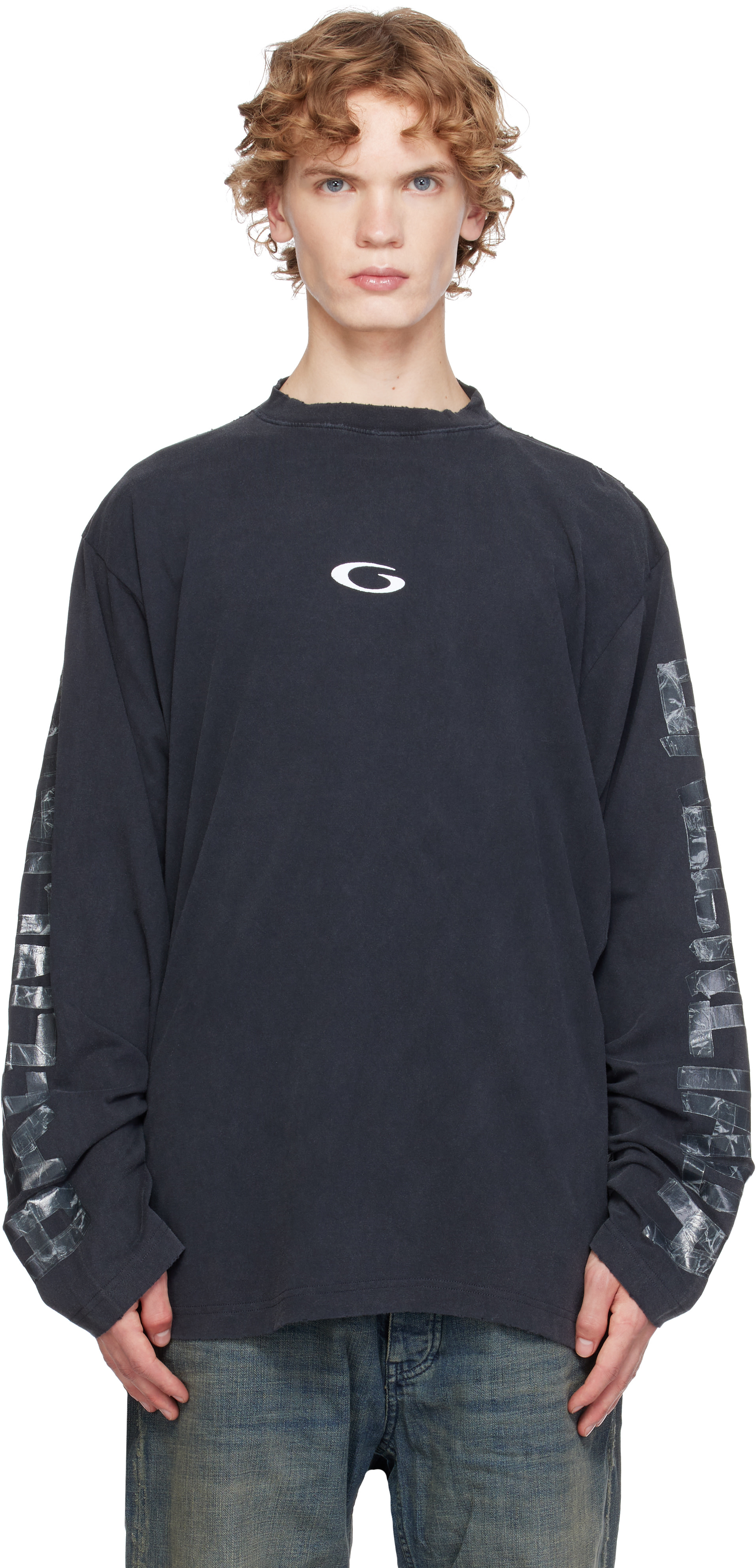 Balenciaga: ブラック Faded Washed Loop Tシャツ | SSENSE 日本