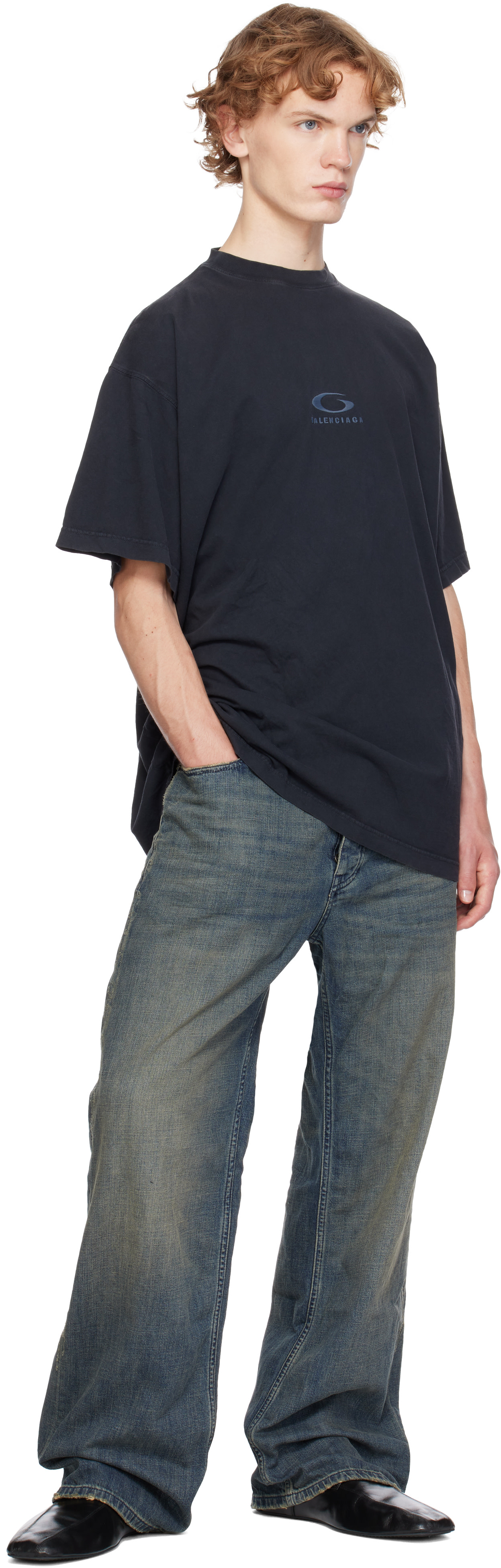 BALENCIAGA Loop Sports Iconブラック Tシャツ XXS Balenciaga: Black Loop Sports Icon Oversized T-shirt | SSENSE Canada