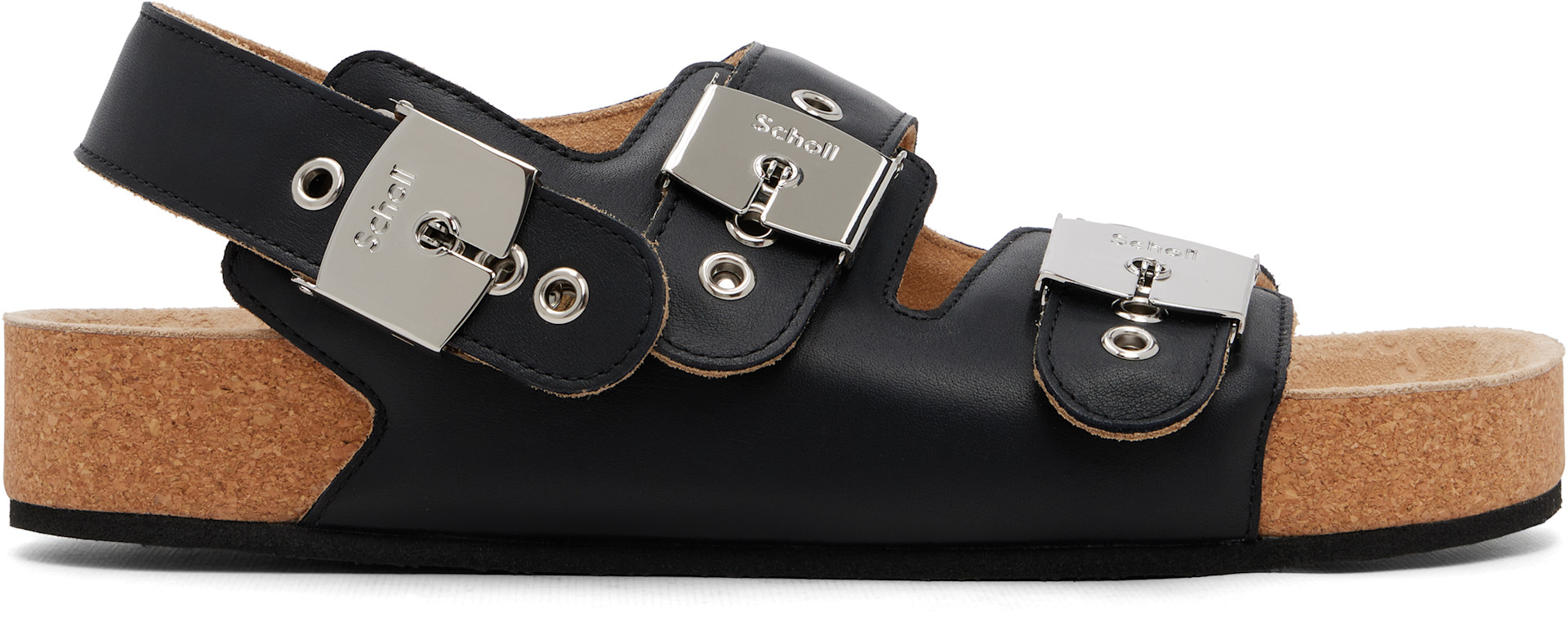 Balenciaga: ブラック Schollエディション レザー サンダル | SSENSE 日本