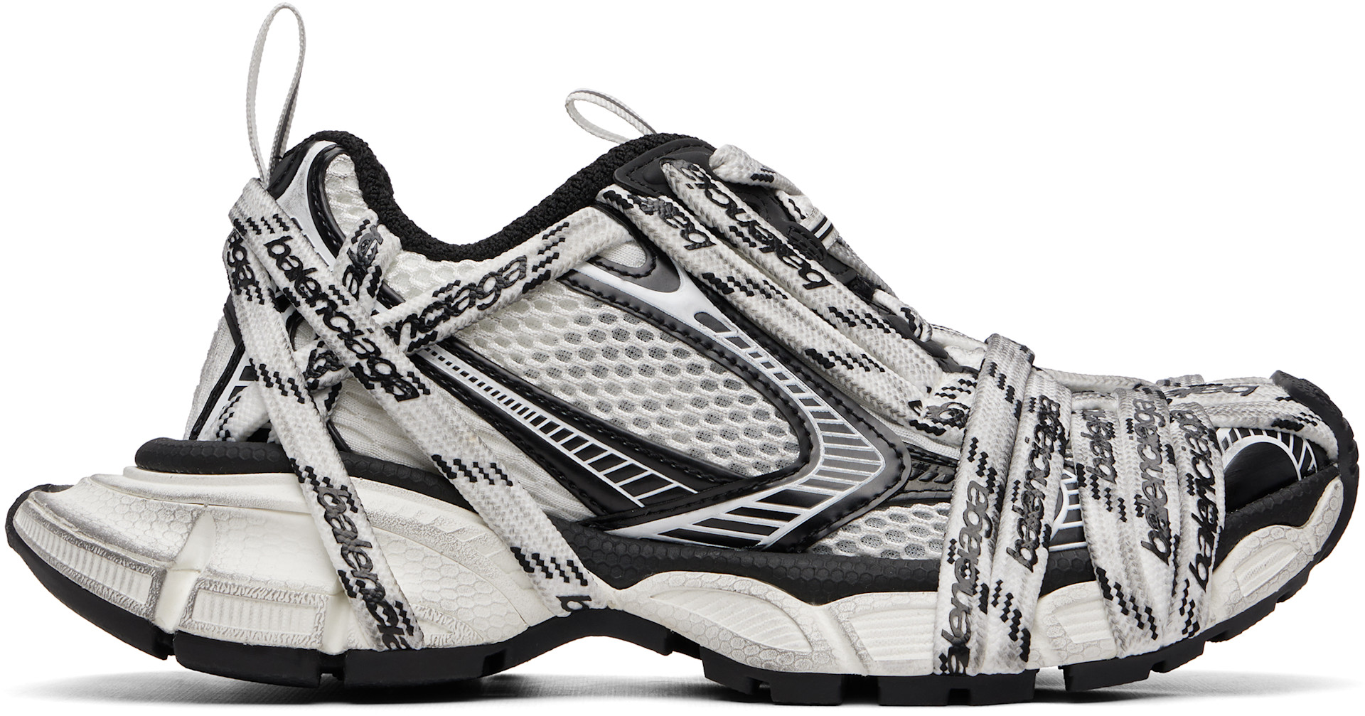Balenciaga: ホワイト＆ブラック 3XL Extreme Laces スニーカー