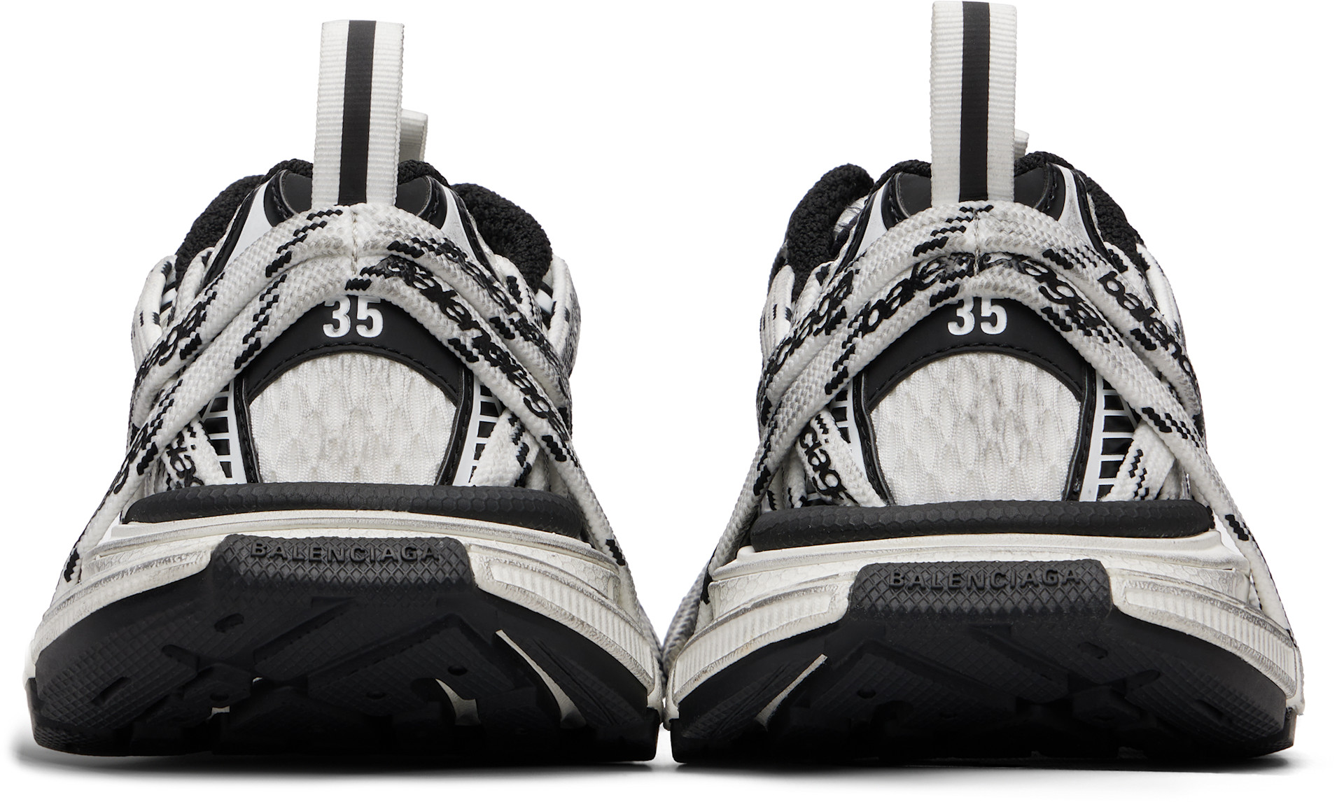 Balenciaga: ホワイト＆ブラック 3XL Extreme Laces スニーカー