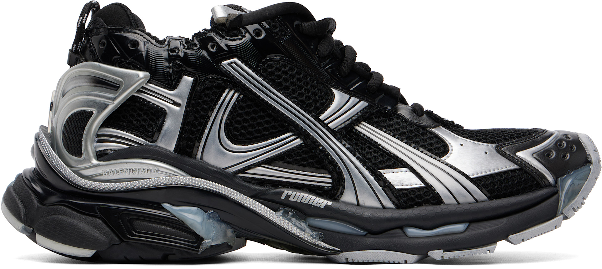 Balenciaga: ブラック＆シルバー Runner スニーカー | SSENSE 日本