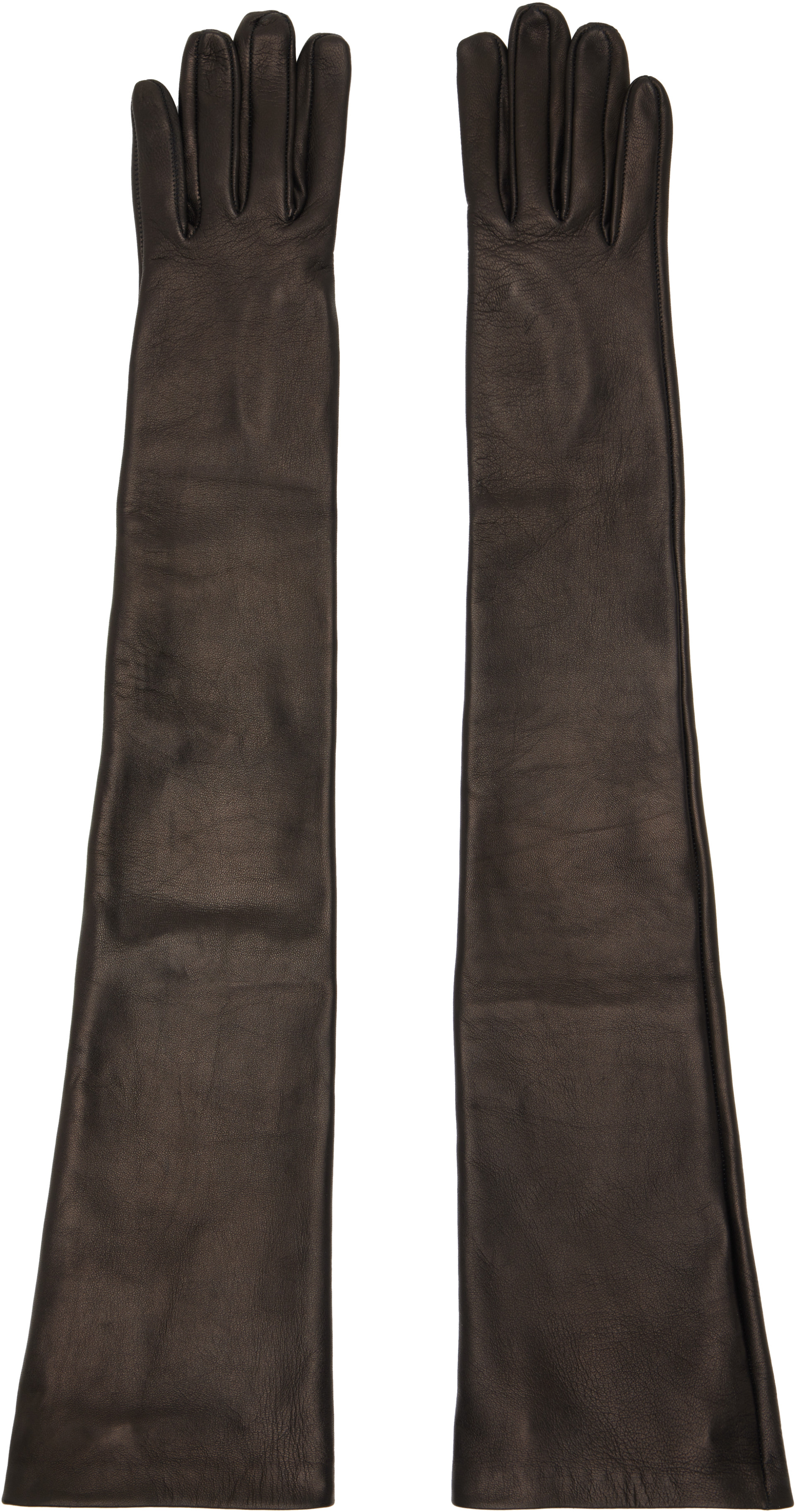 Mugler - Gants longs noirs en cuir