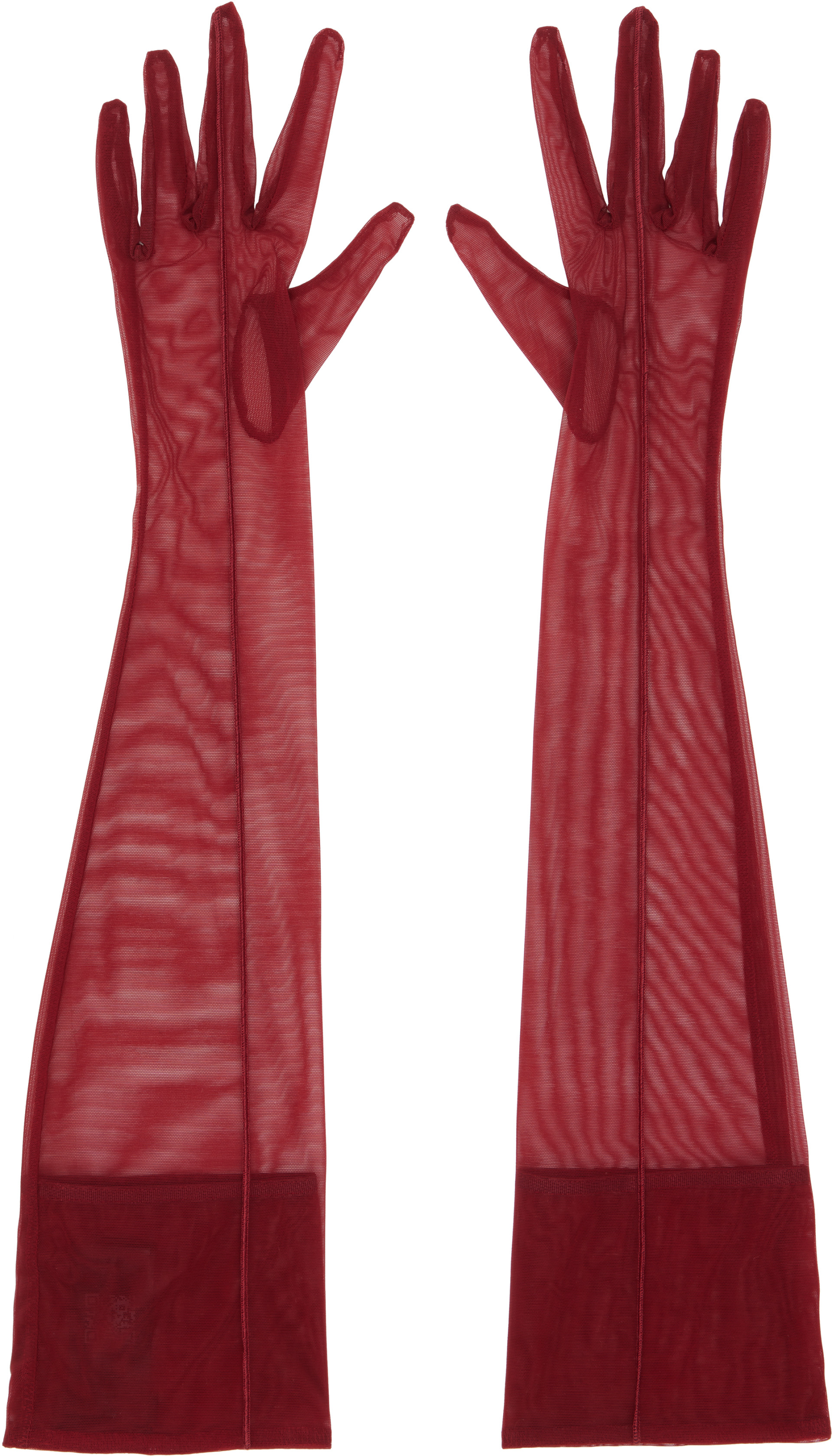 Mugler - Gants rouges en filet