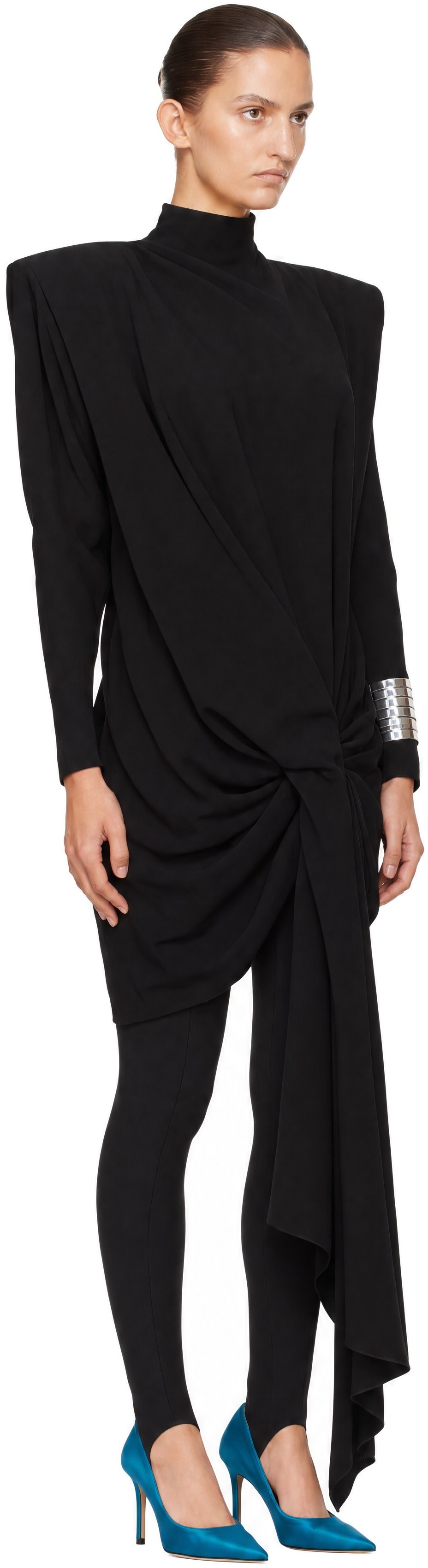 Mugler - Robe courte droite Cascade noire