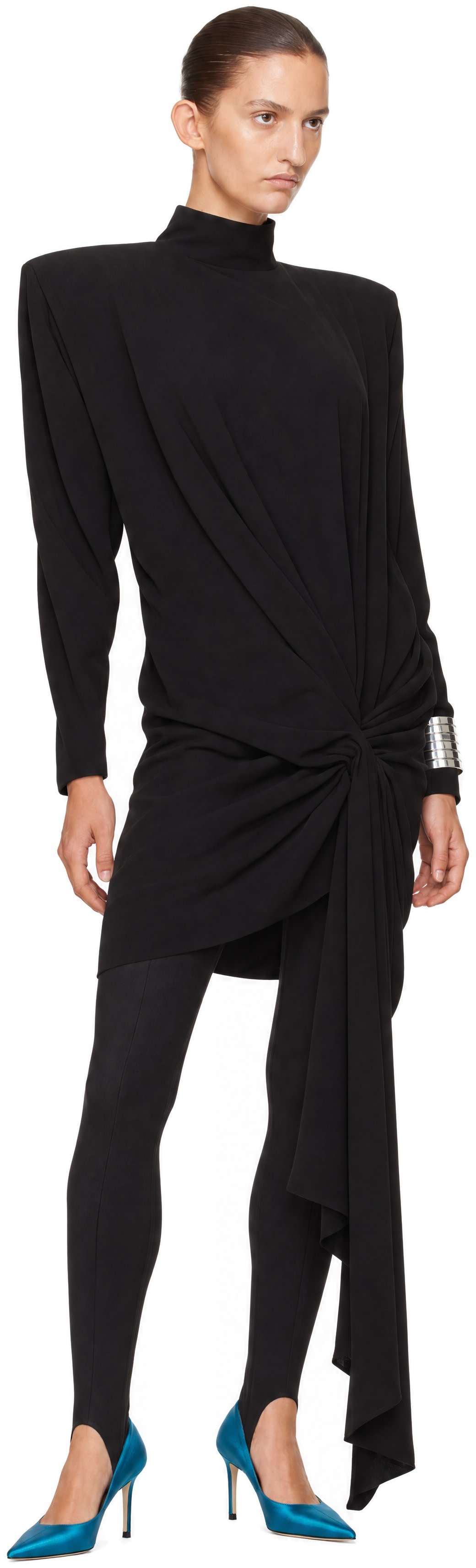 Mugler - Robe courte droite Cascade noire