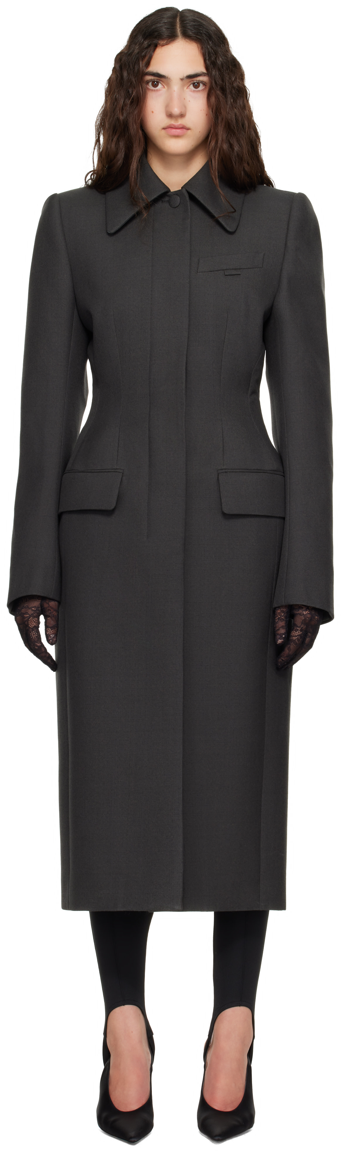 Mugler - Manteau cintré gris