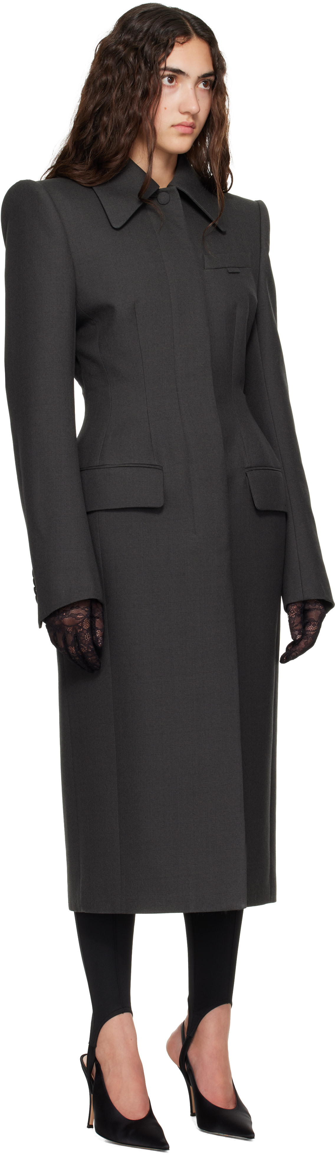 Mugler - Manteau cintré gris