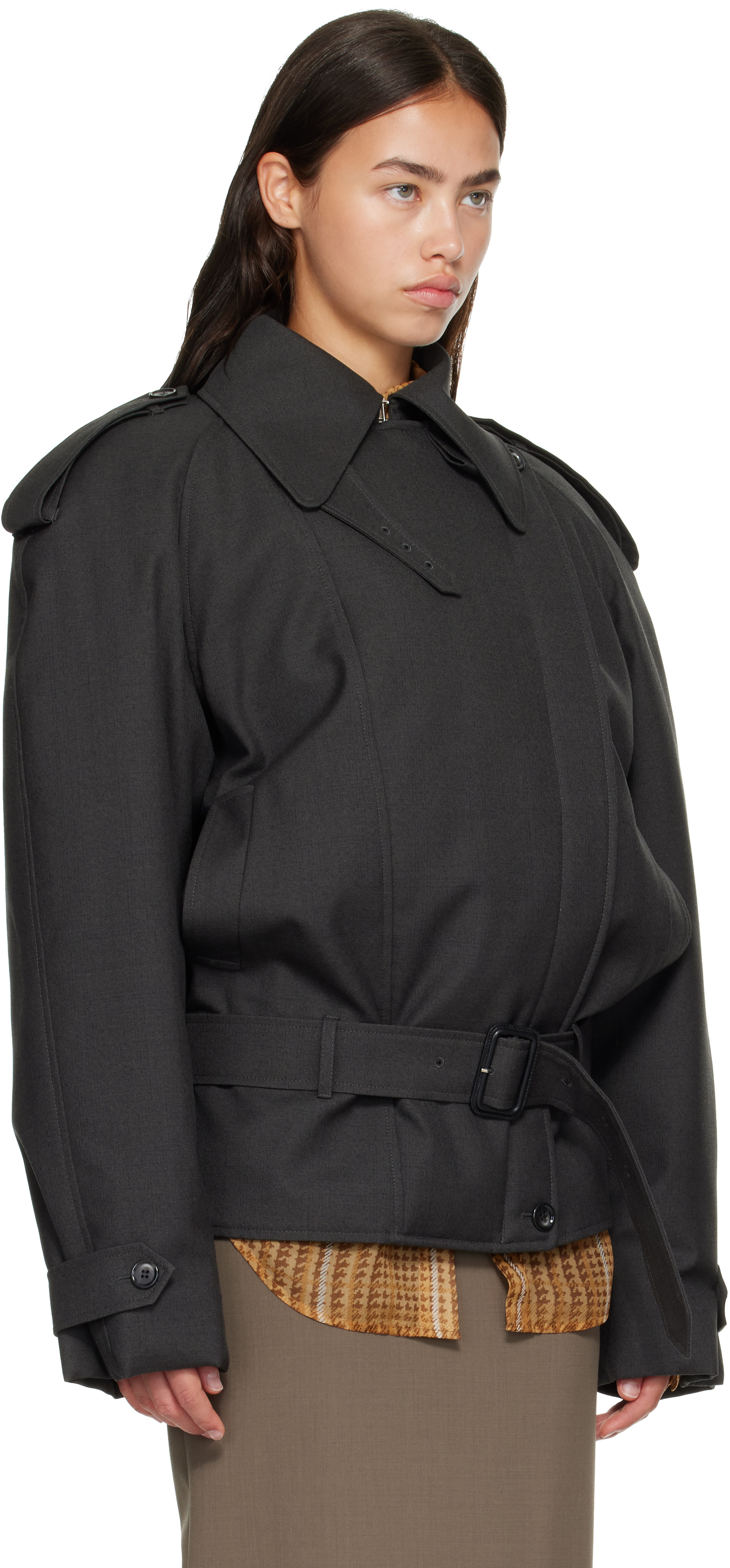 Mugler - Gray Round Jacket