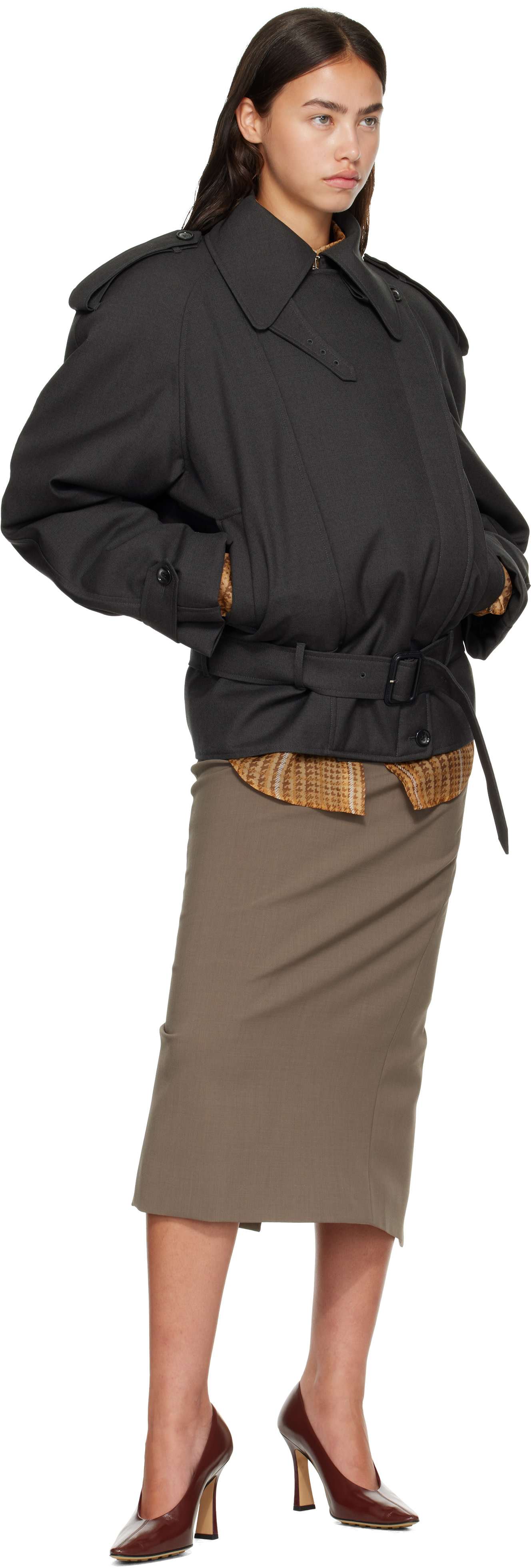 Mugler - Gray Round Jacket