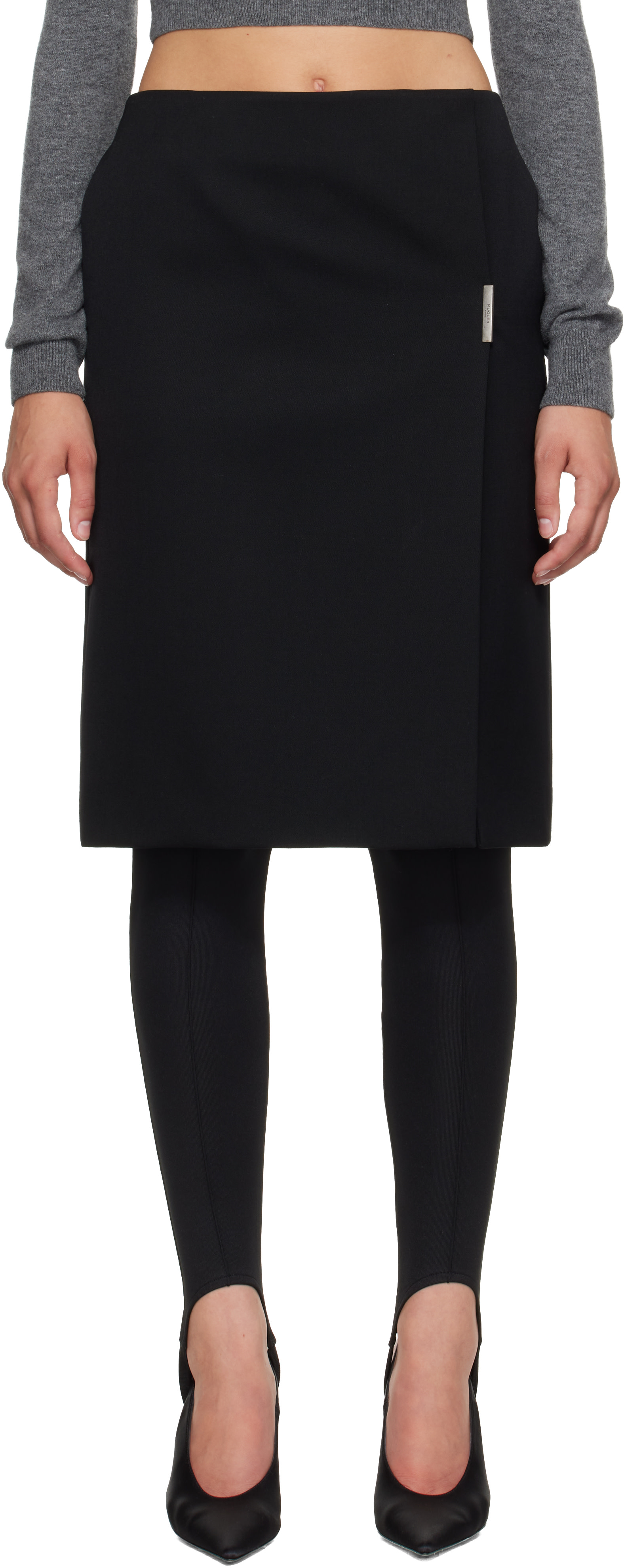 Mugler - Jupe midi portefeuille noire