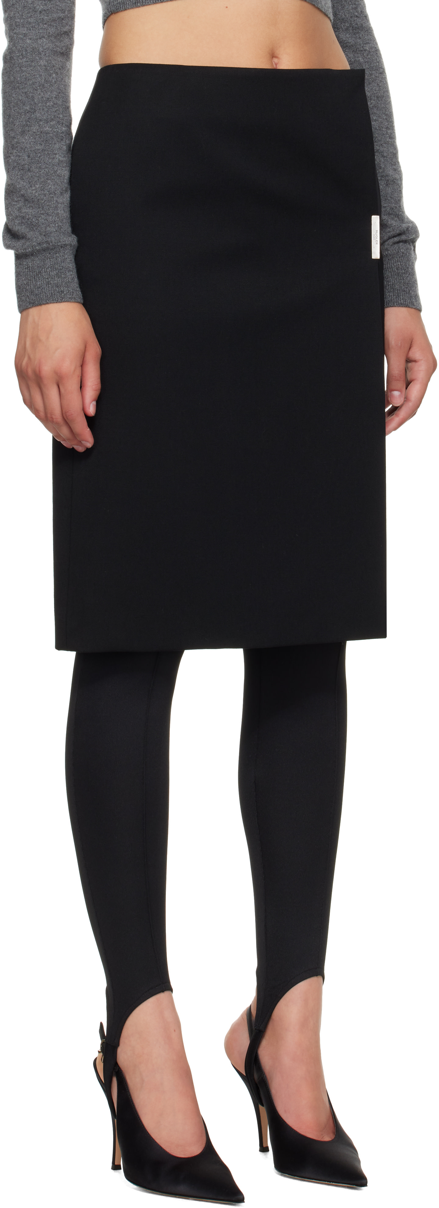 Mugler - Jupe midi portefeuille noire