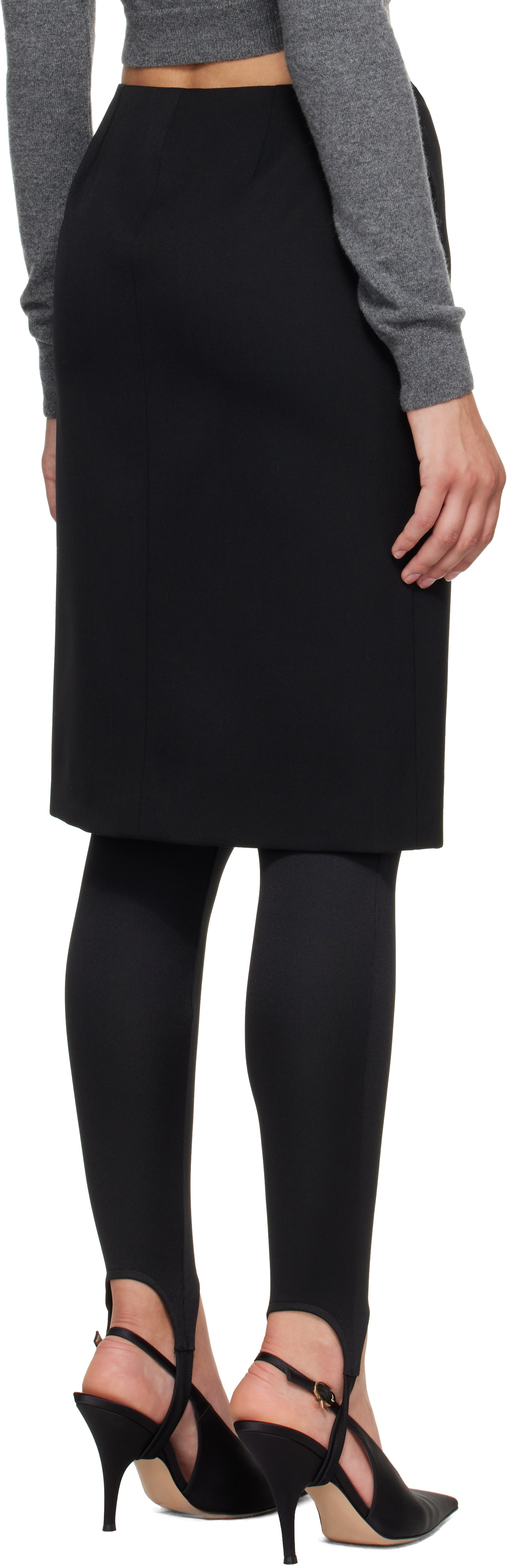 Mugler - Jupe midi portefeuille noire