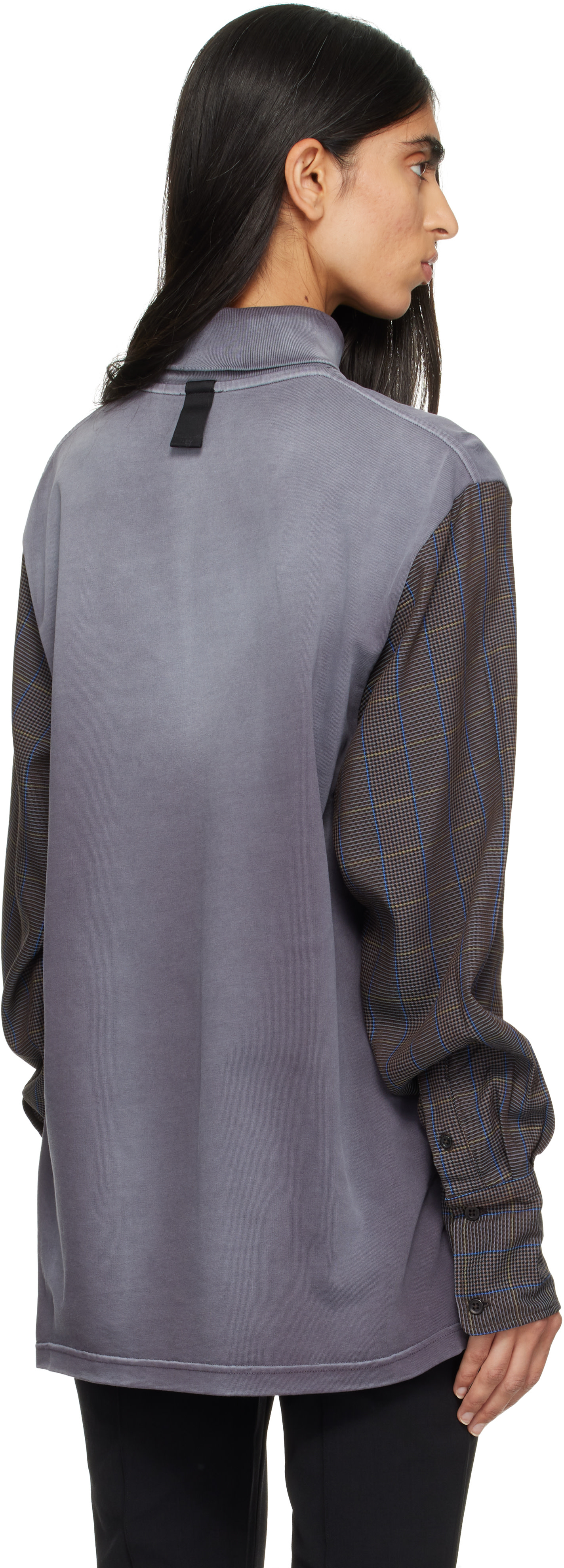 Mugler - Pull molletonné gris à manches en sergé