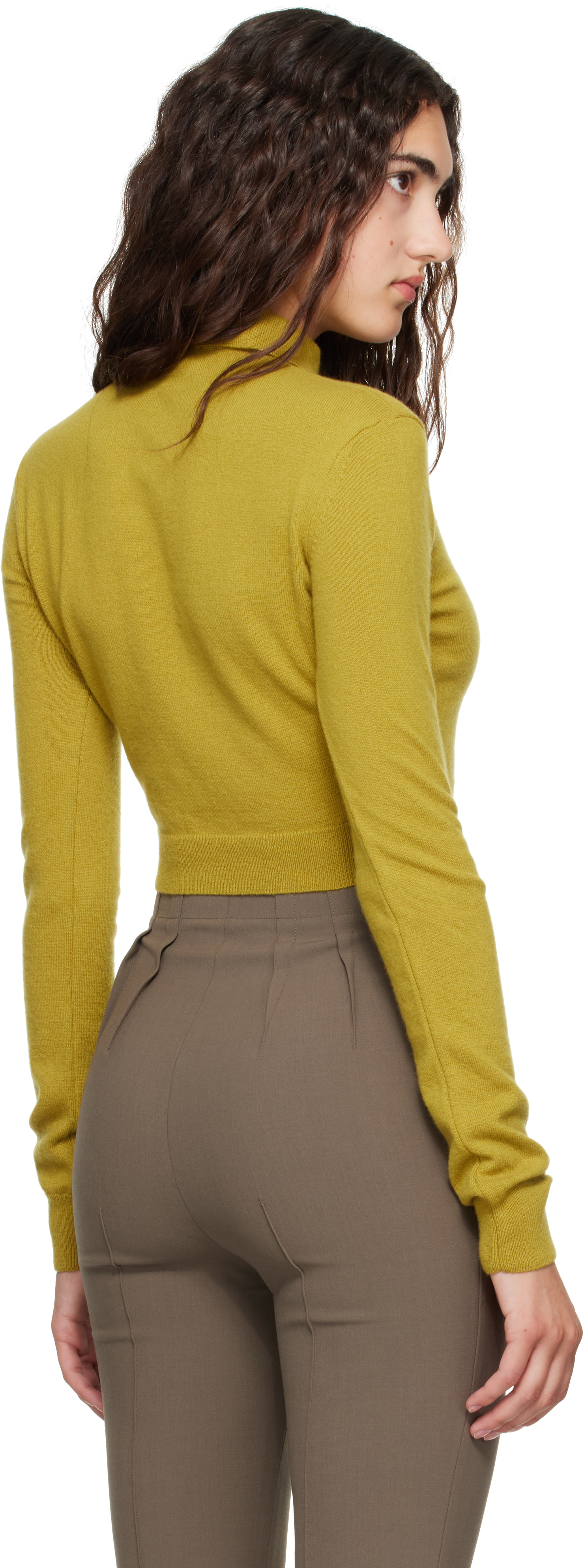 Mugler - Polo écourté vert en cachemire