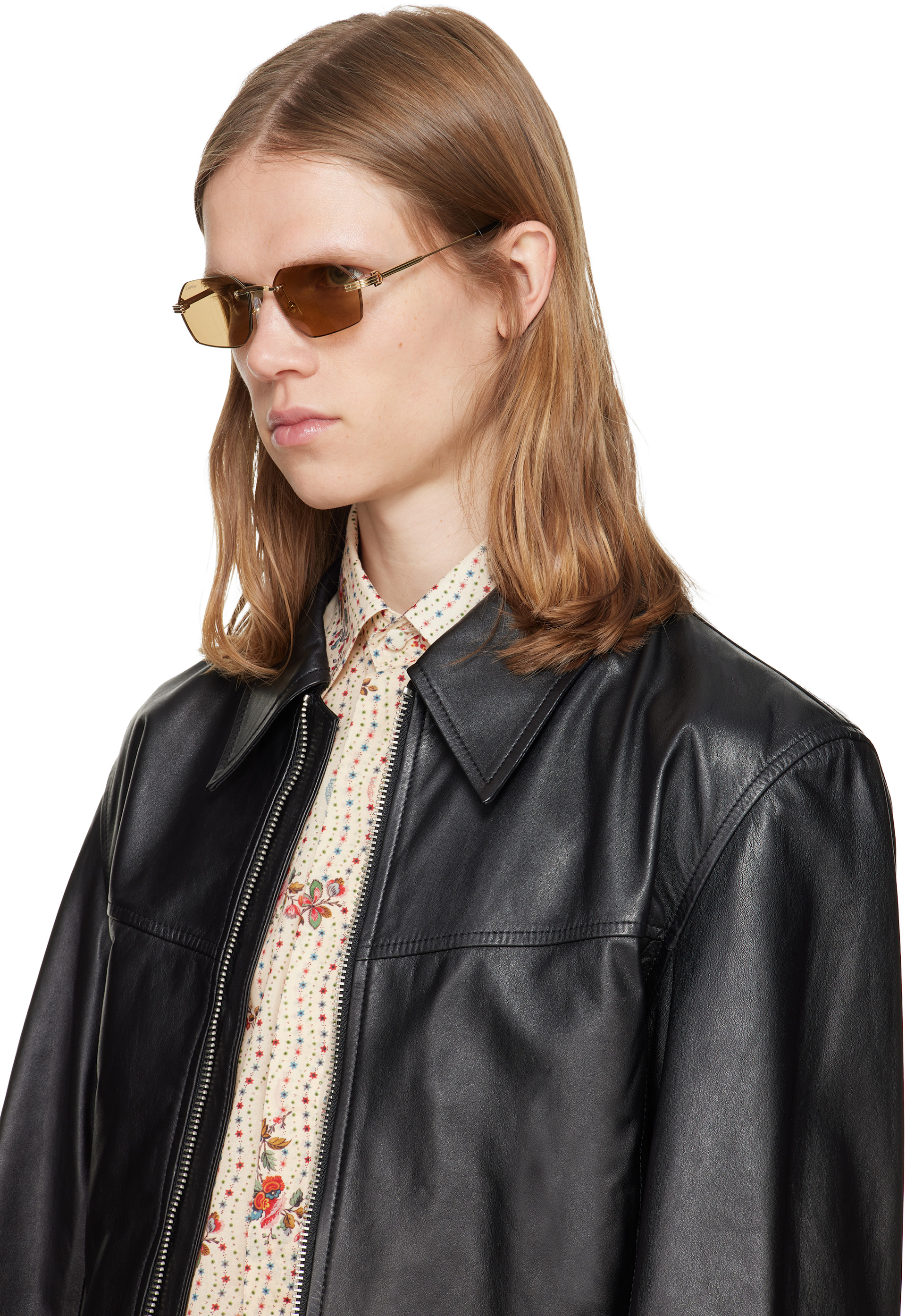 Cartier: Gold 'Première de Cartier' Sunglasses | SSENSE