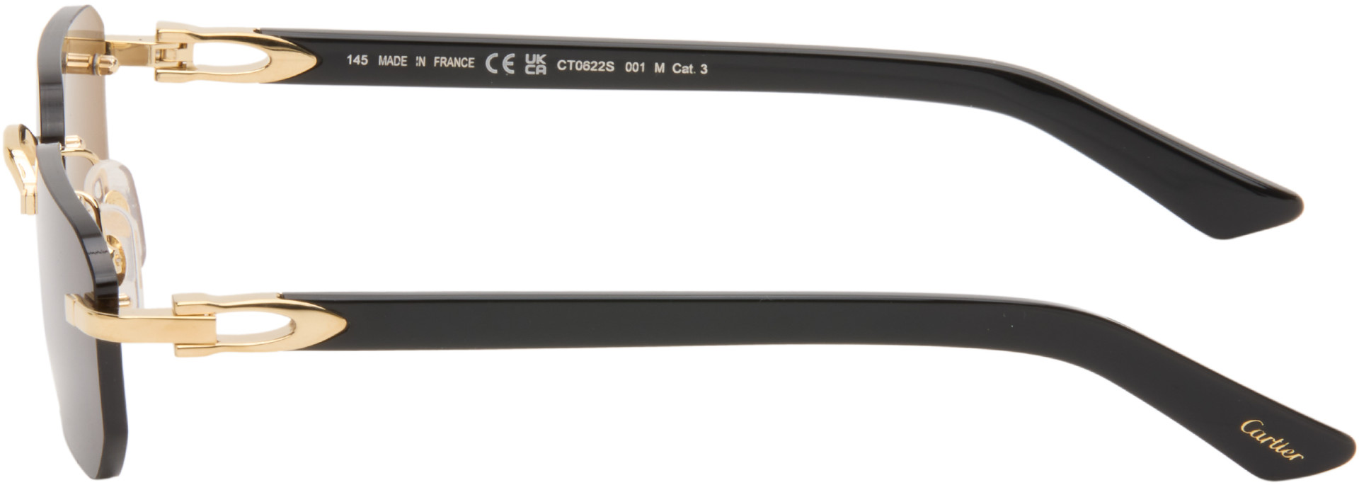 Cartier - Gold & Black Core Range Sunglasses