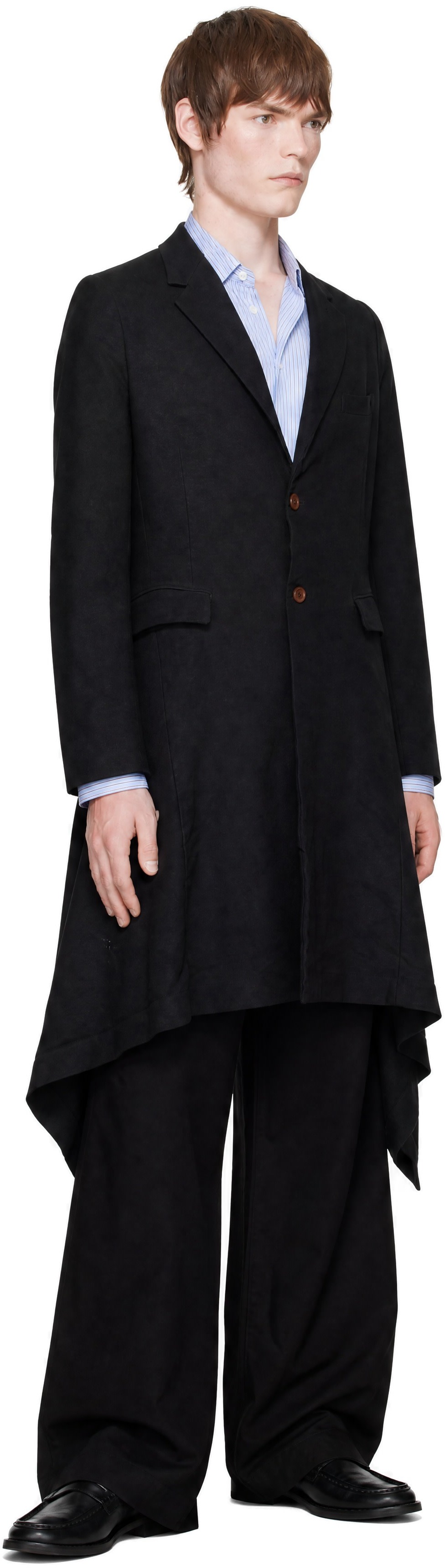 Comme des Garçons Homme Plus: Black Gabardine Thick Coat | SSENSE