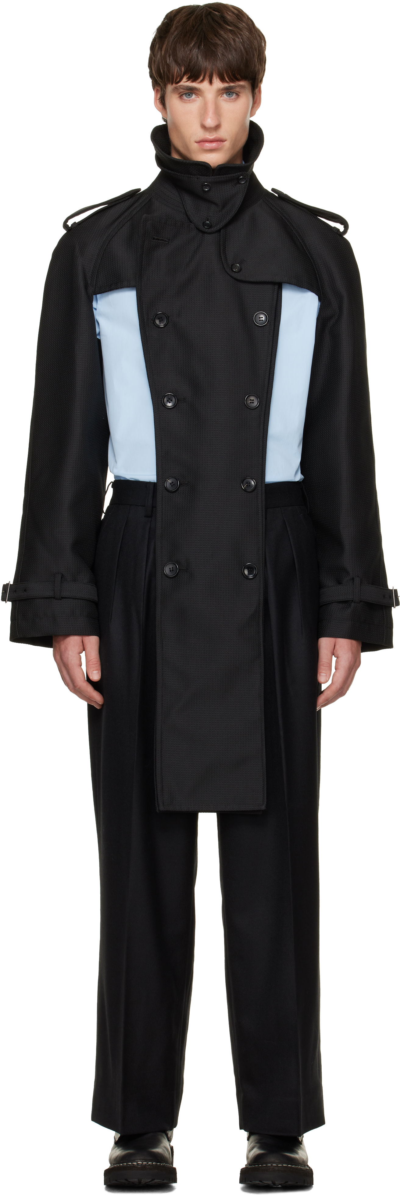Comme des Garçons Homme Plus: ブラック ドビークロス トレンチコート