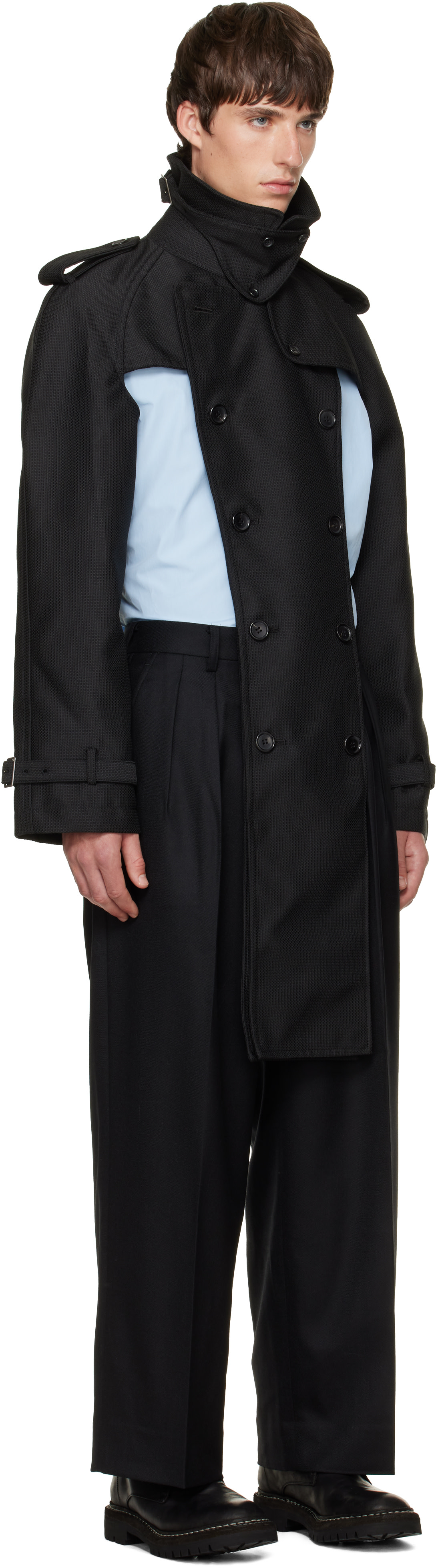 Comme des Garçons Homme Plus: ブラック ドビークロス トレンチコート