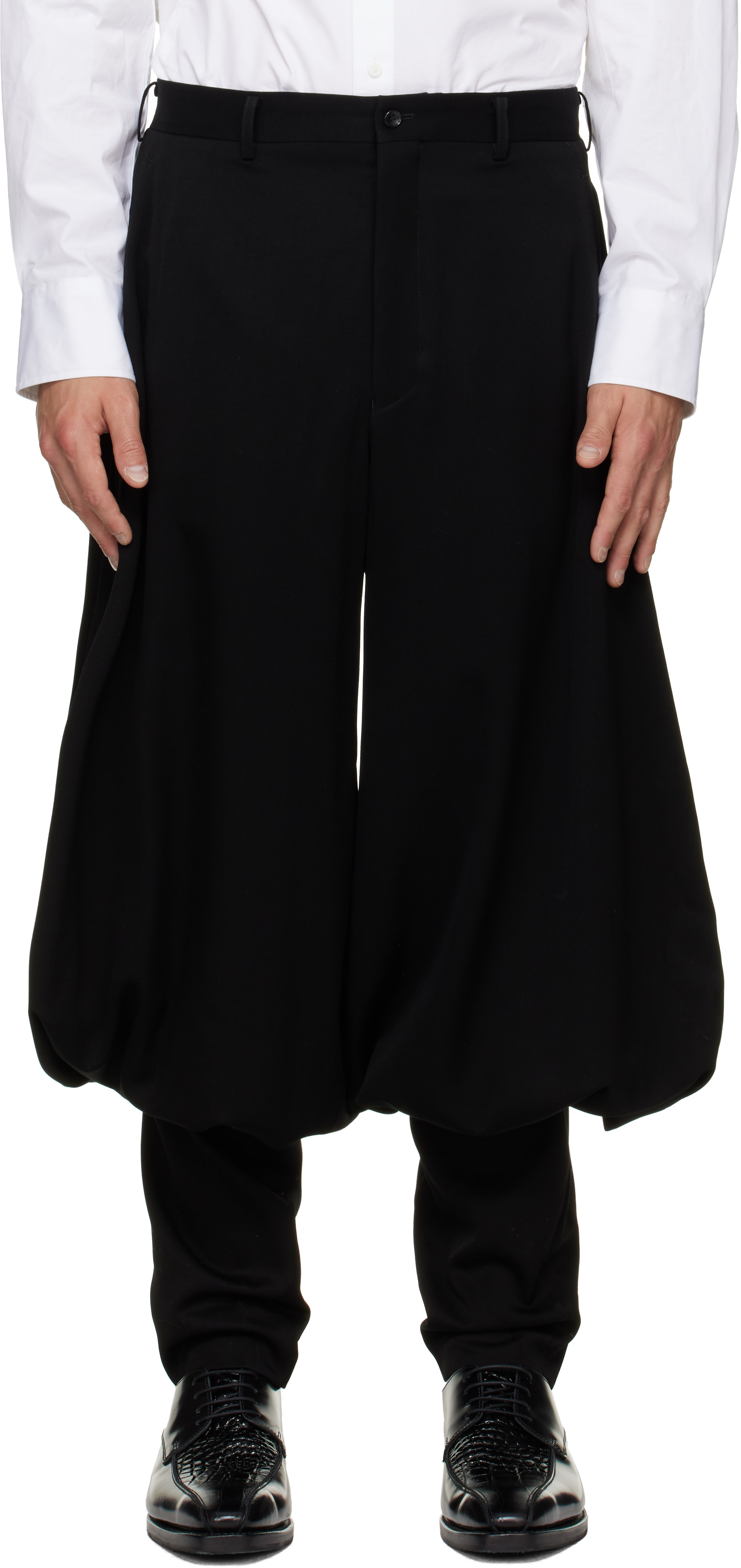 Comme des Garçons Homme Plus - 블랙 울 디어스킨 슬랙스
