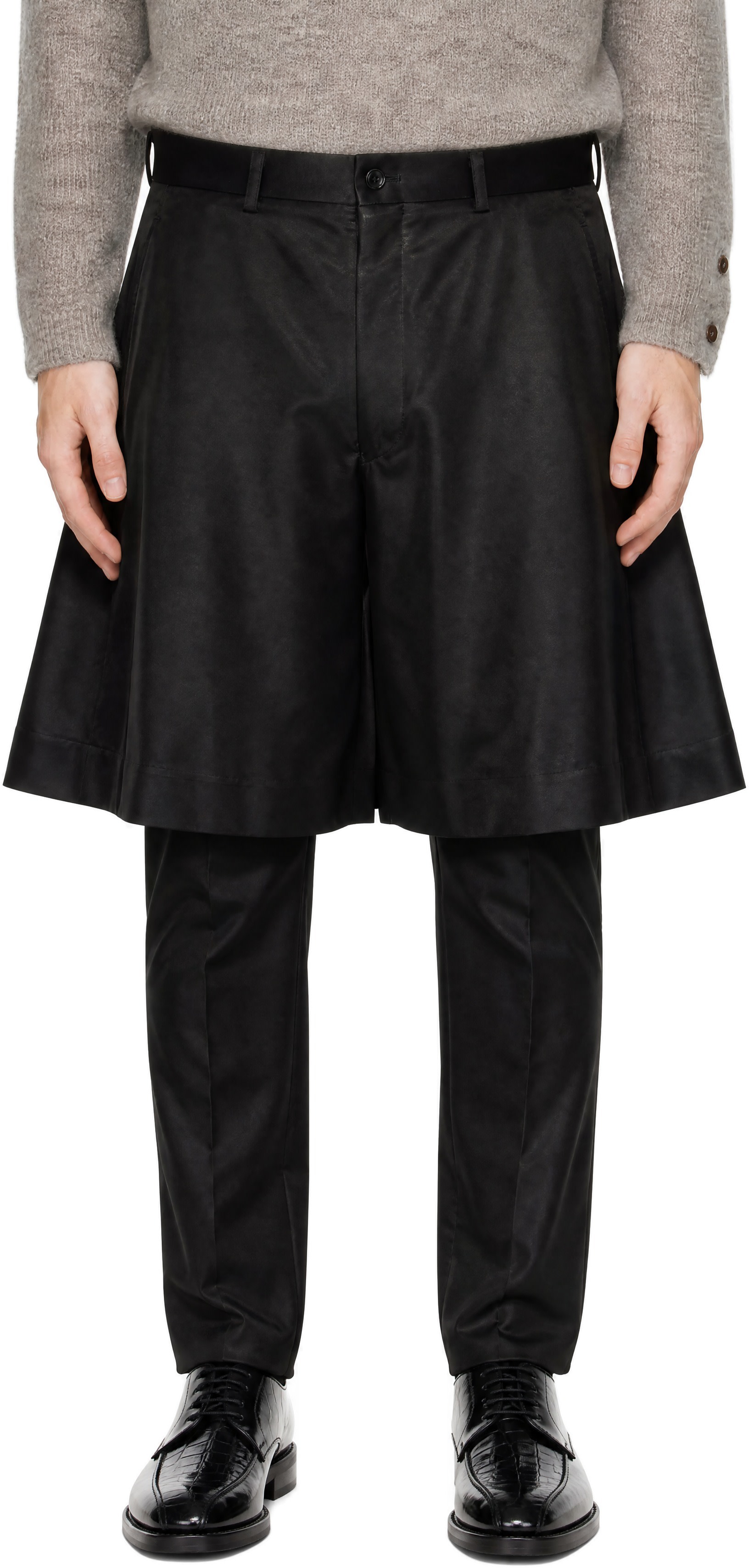 Comme des Garçons Homme Plus: ブラック Blight Satin トラウザーズ