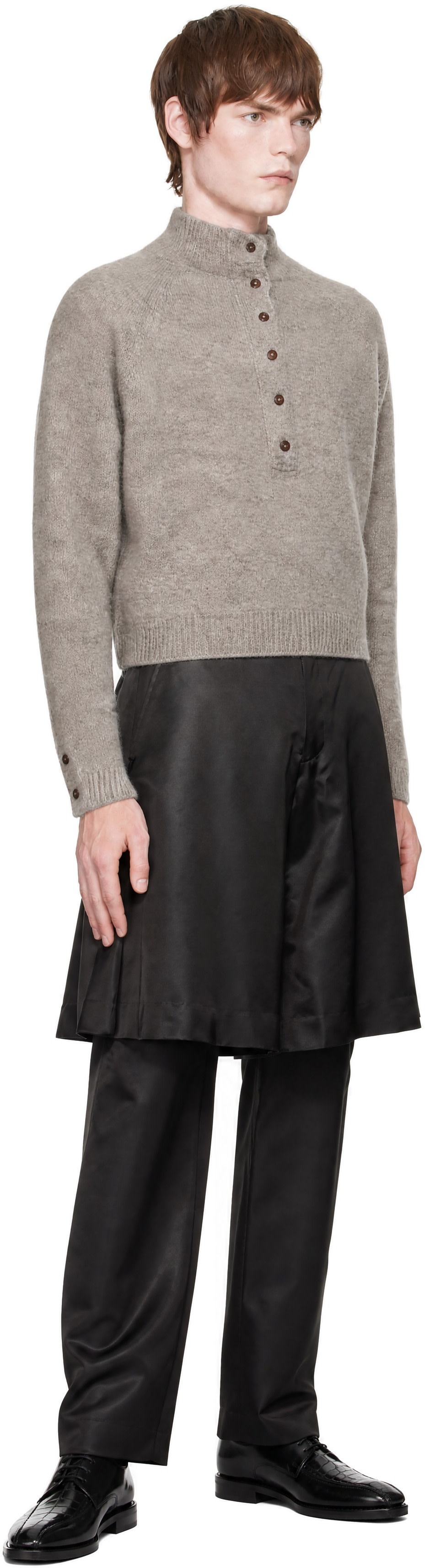 Comme des Garçons Homme Plus: ブラック Blight Satin トラウザーズ