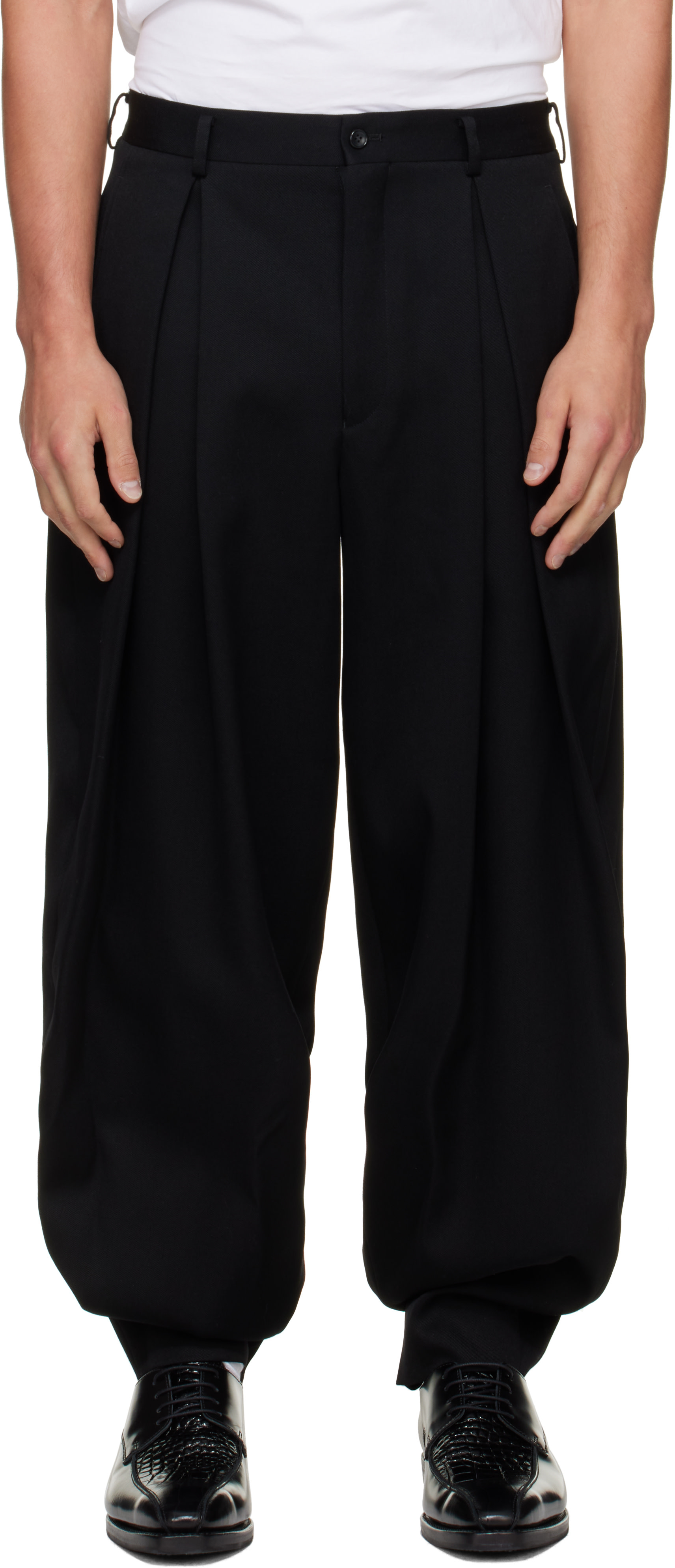 Comme des Garçons Homme Plus: Black Wool Double Weave Gabardine