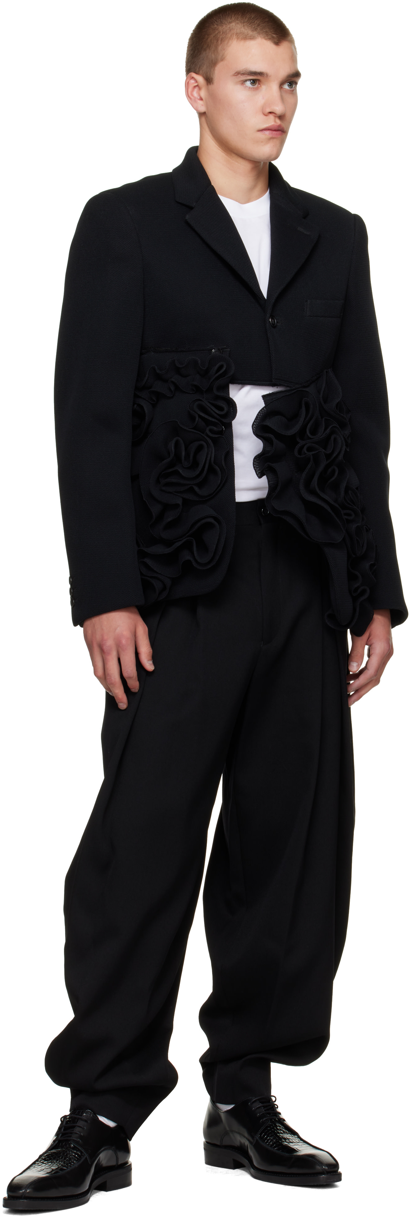 Comme des Garçons Homme Plus: ブラック Wool Double Weave Gabardine