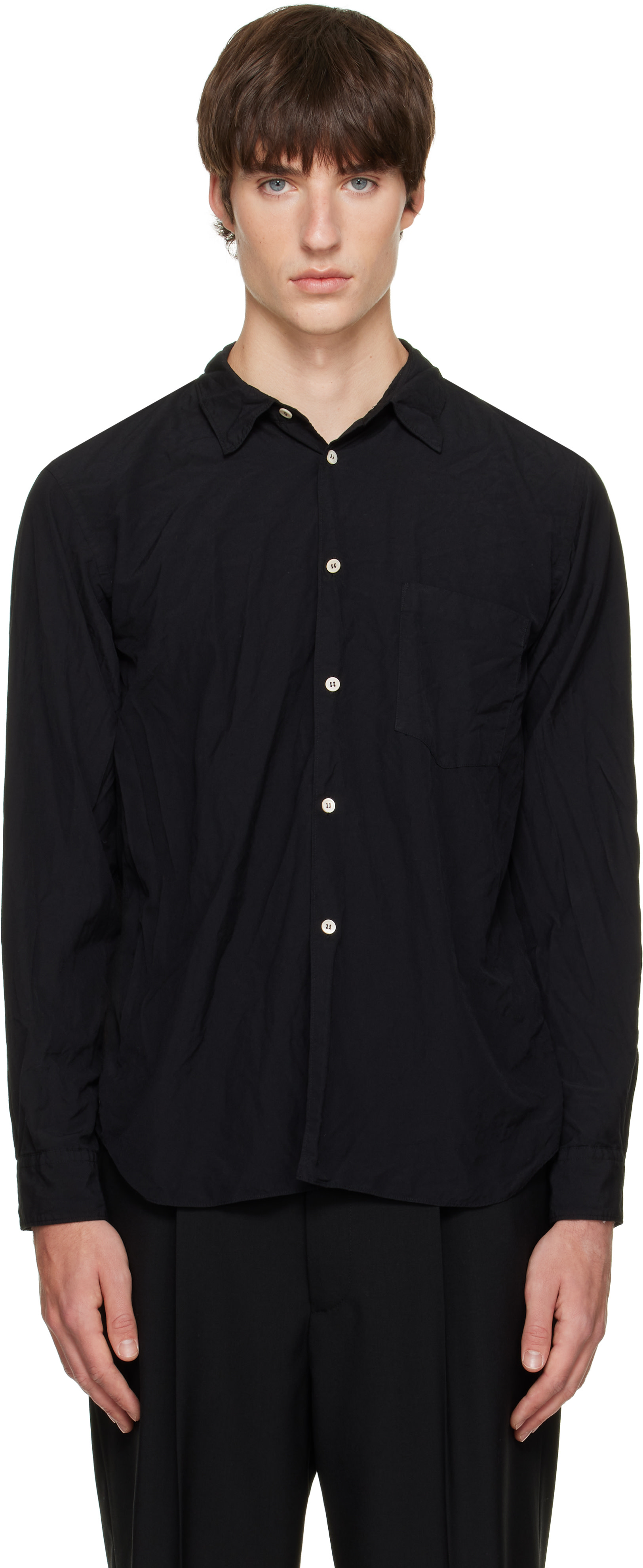 Comme des Garçons Homme Plus: Black Broad Thick Shirt | SSENSE