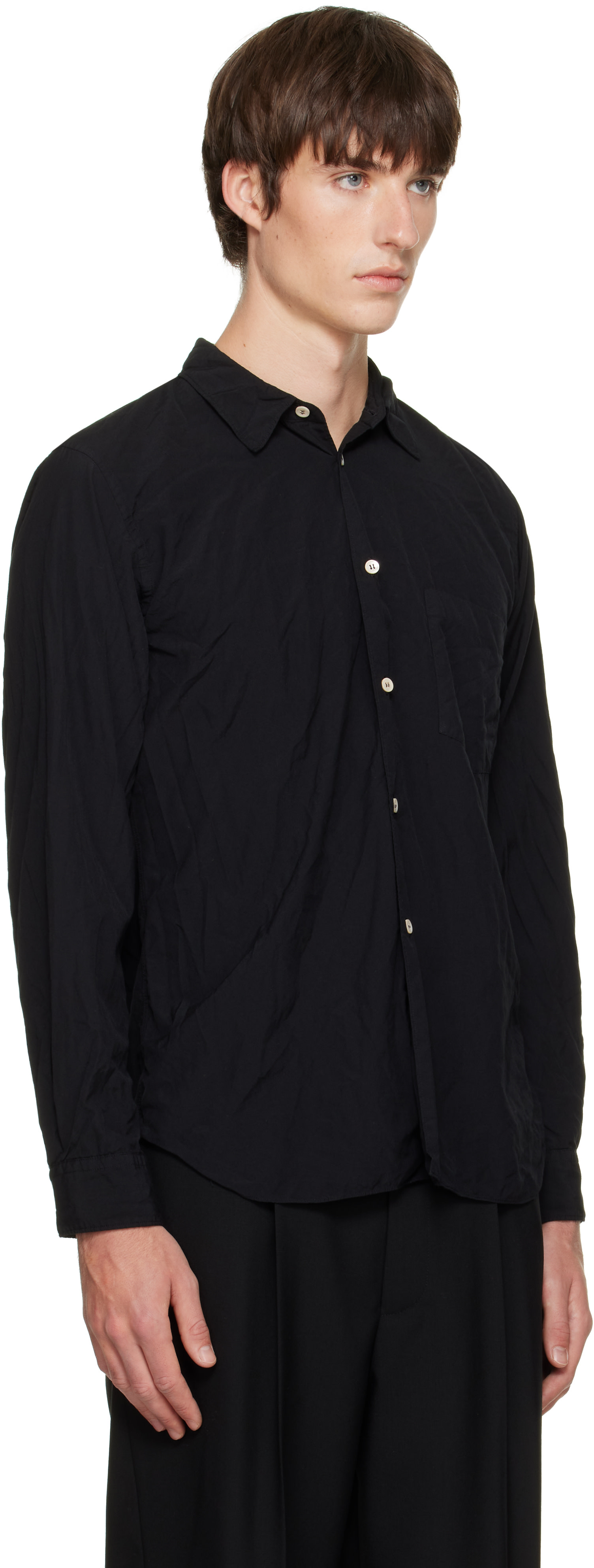 Comme des Garçons Homme Plus: Black Broad Thick Shirt | SSENSE