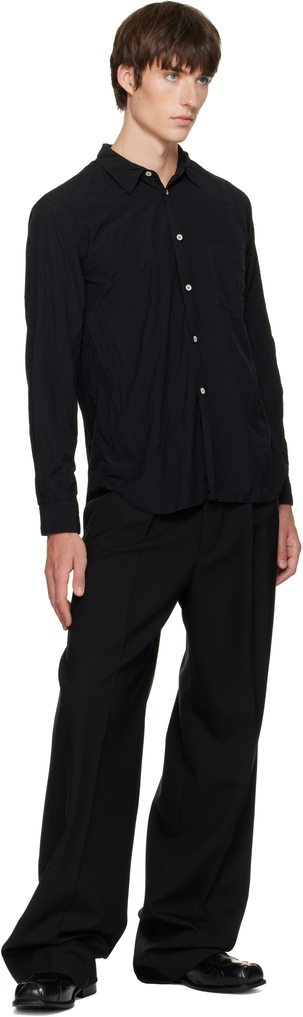 Comme des Garçons Homme Plus: Black Broad Thick Shirt | SSENSE