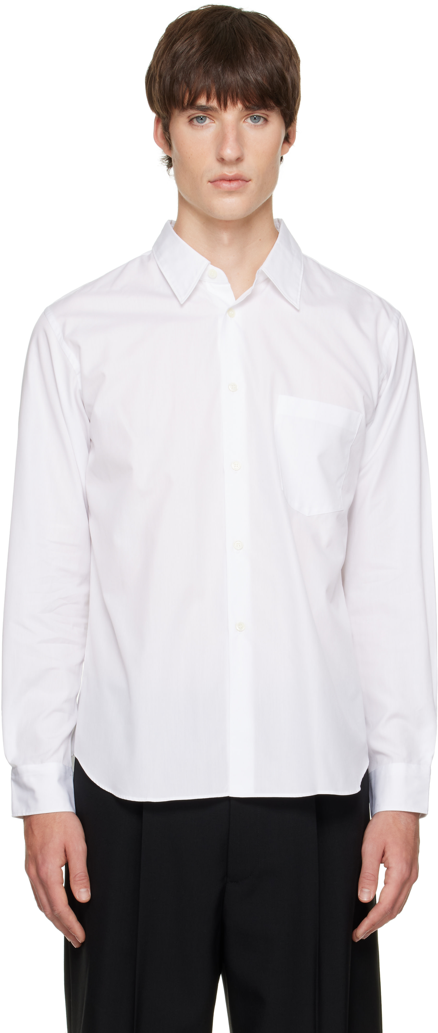 Comme des Garçons Homme Plus: White Cotton Poplin Shirt | SSENSE