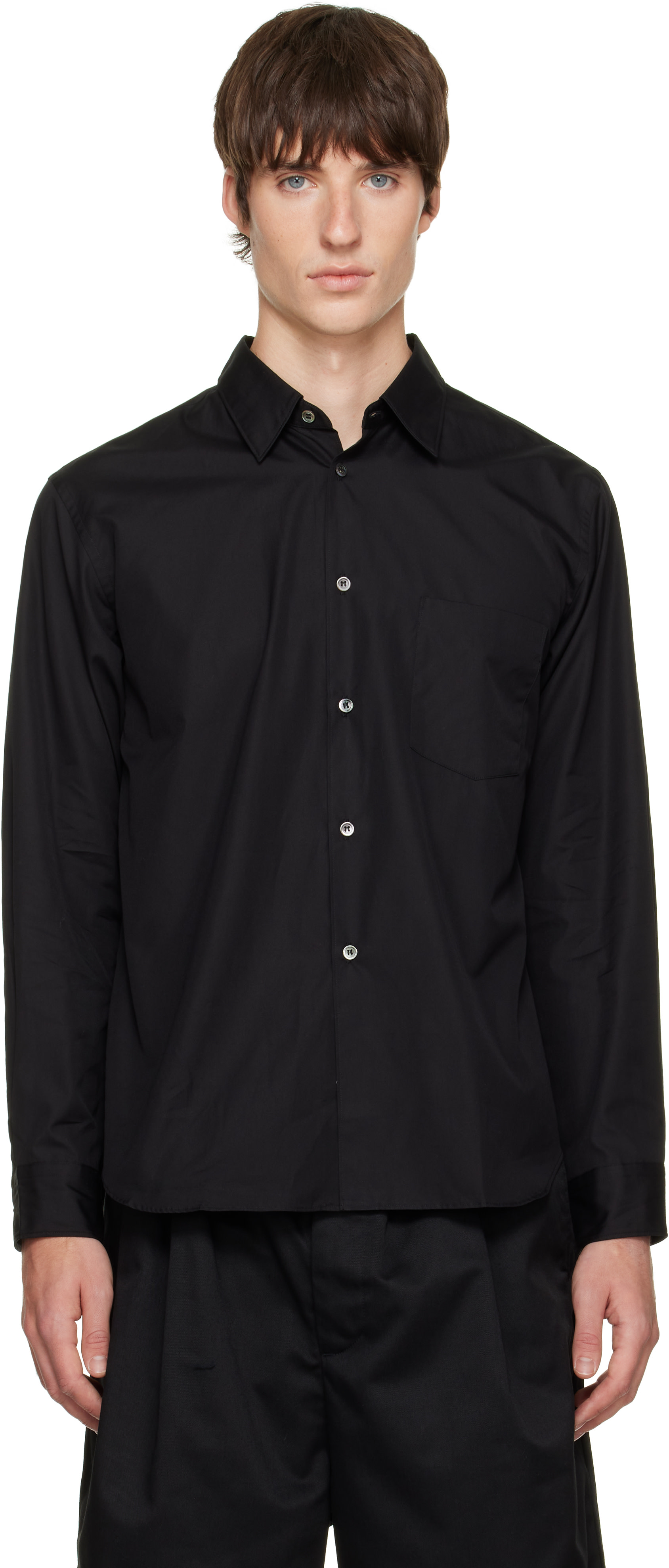 Comme des Garçons Homme Plus: Black Cotton Poplin Shirt | SSENSE