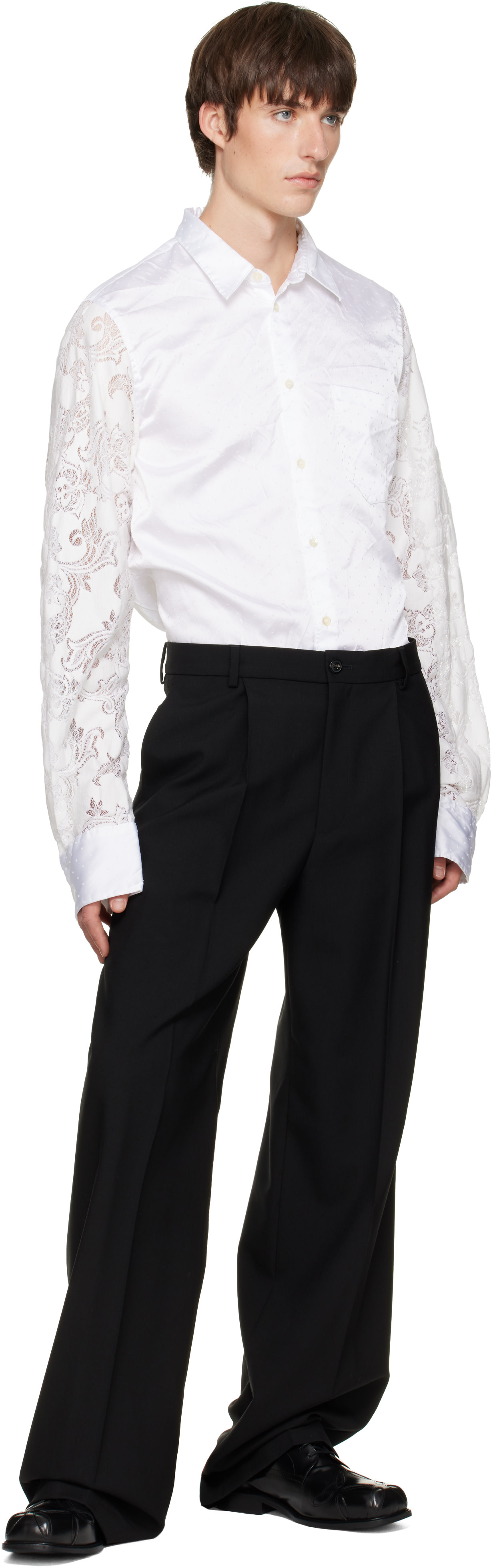 Comme des Garçons Homme Plus: ホワイト サテン ジャカード 水玉