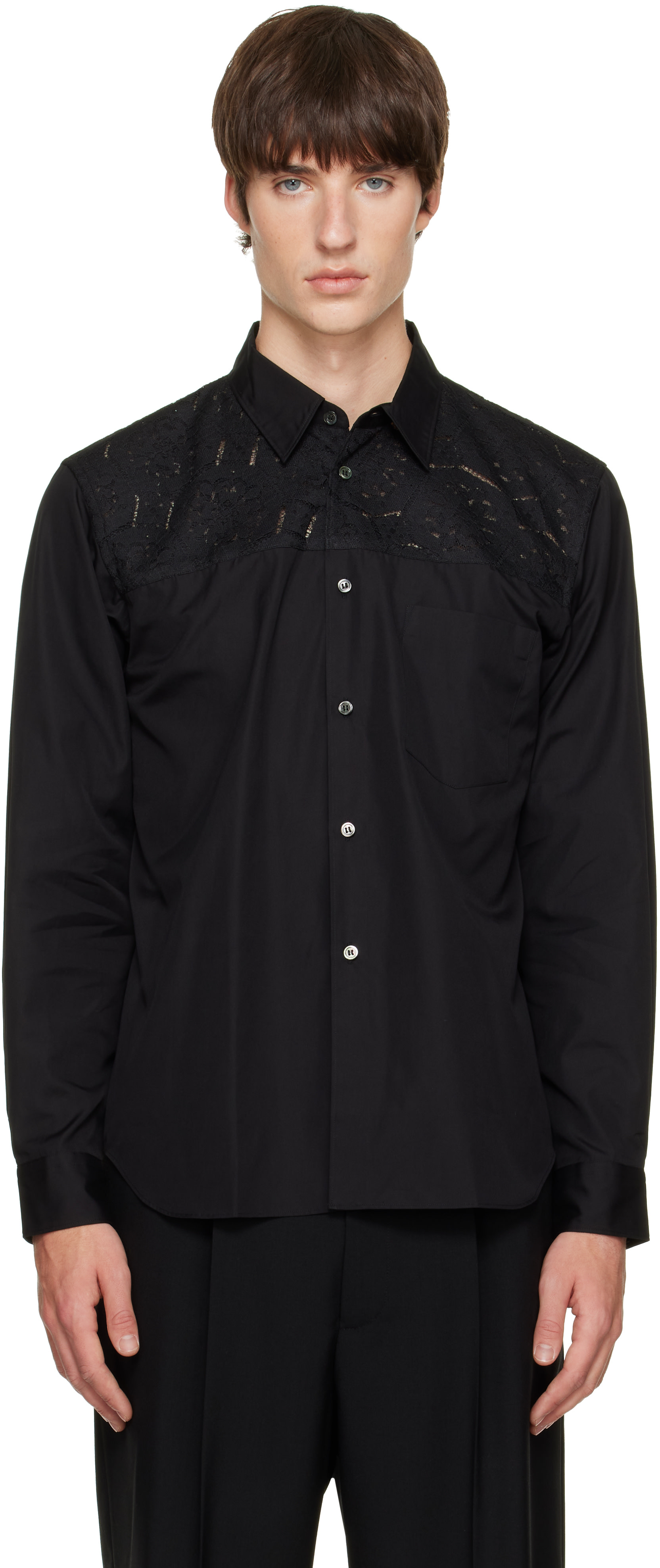 Comme des Garçons Homme Plus: Black Lace Shirt | SSENSE