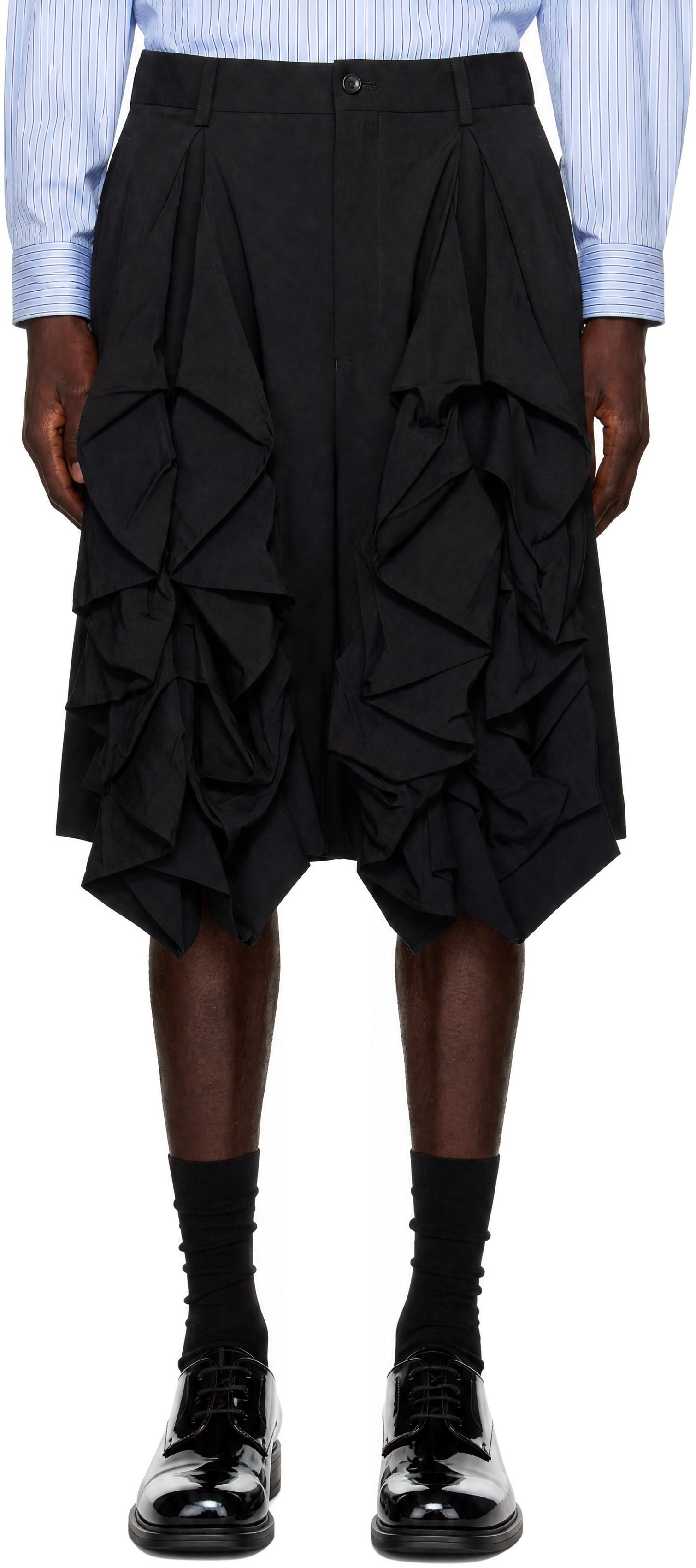 Comme des Garçons Homme Plus: Black Wool Tropical Shorts | SSENSE